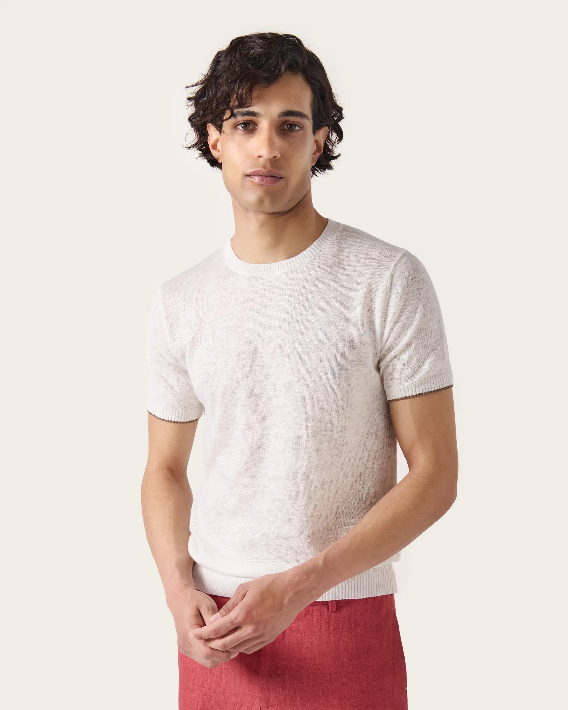 Cream Linen and Cotton Tshirt
