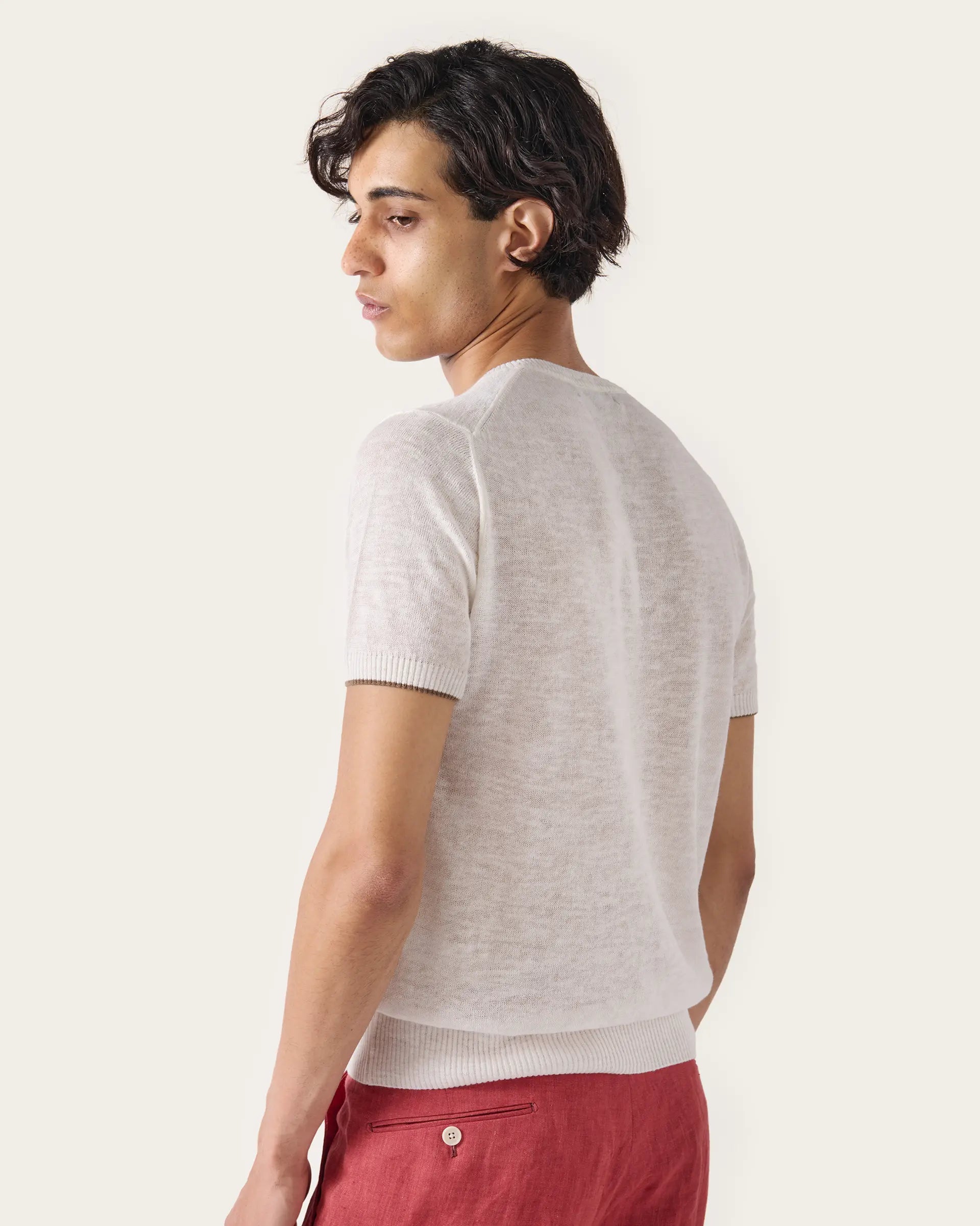 Cream Linen and Cotton Tshirt