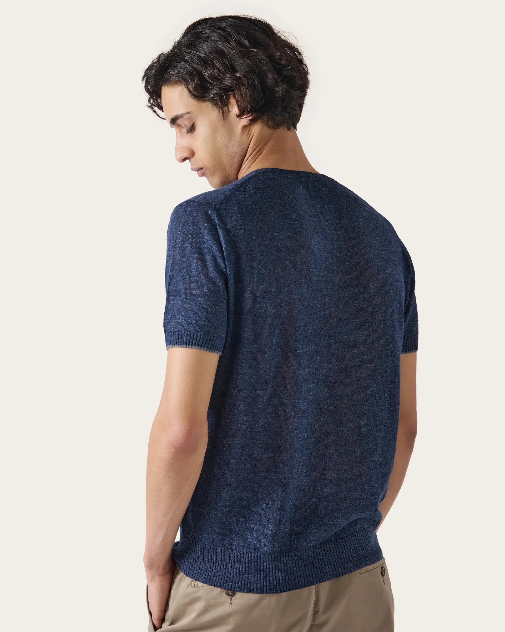 Blue Linen and Cotton Tshirt