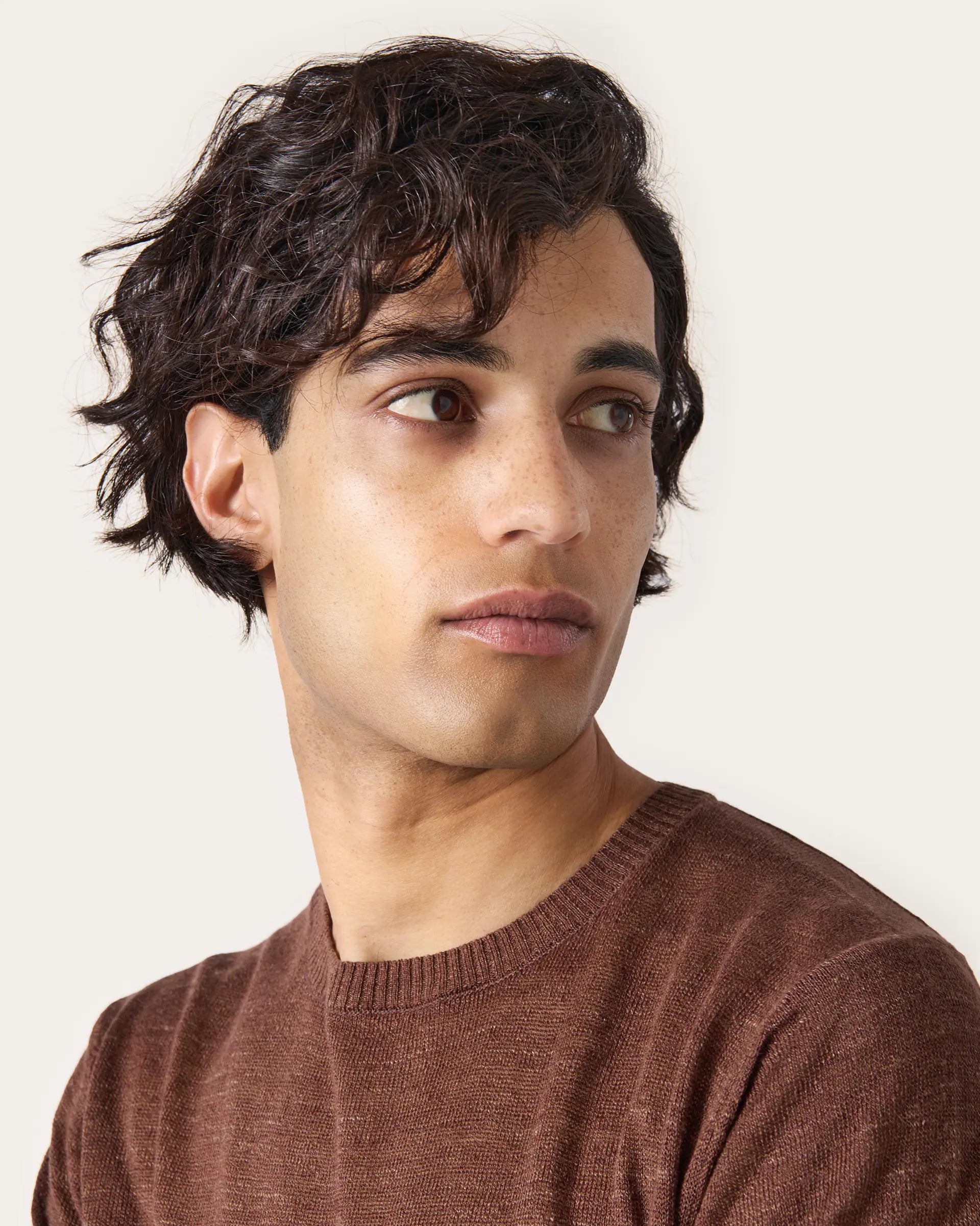 Brown Linen and Cotton Tshirt