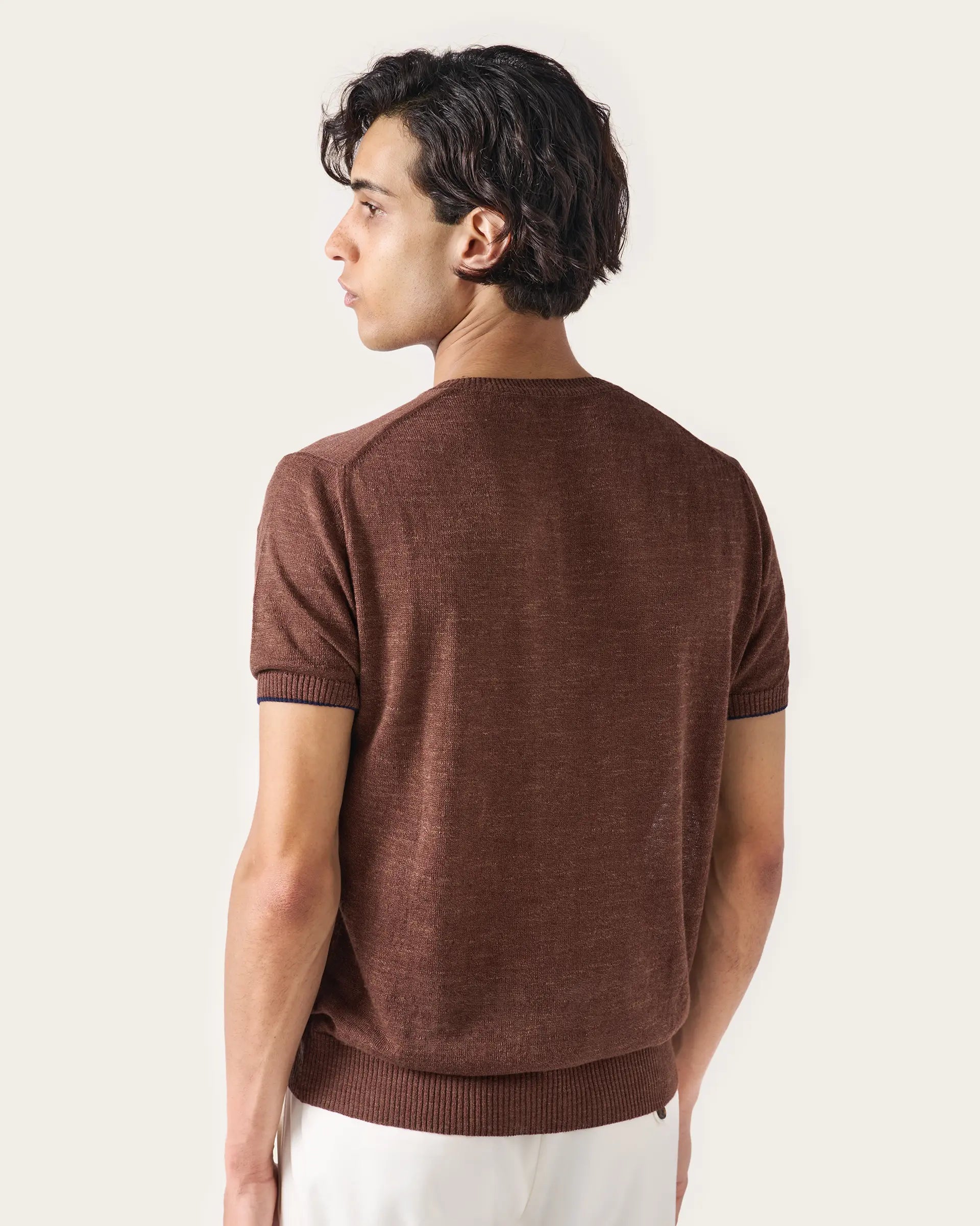 Brown Linen and Cotton Tshirt
