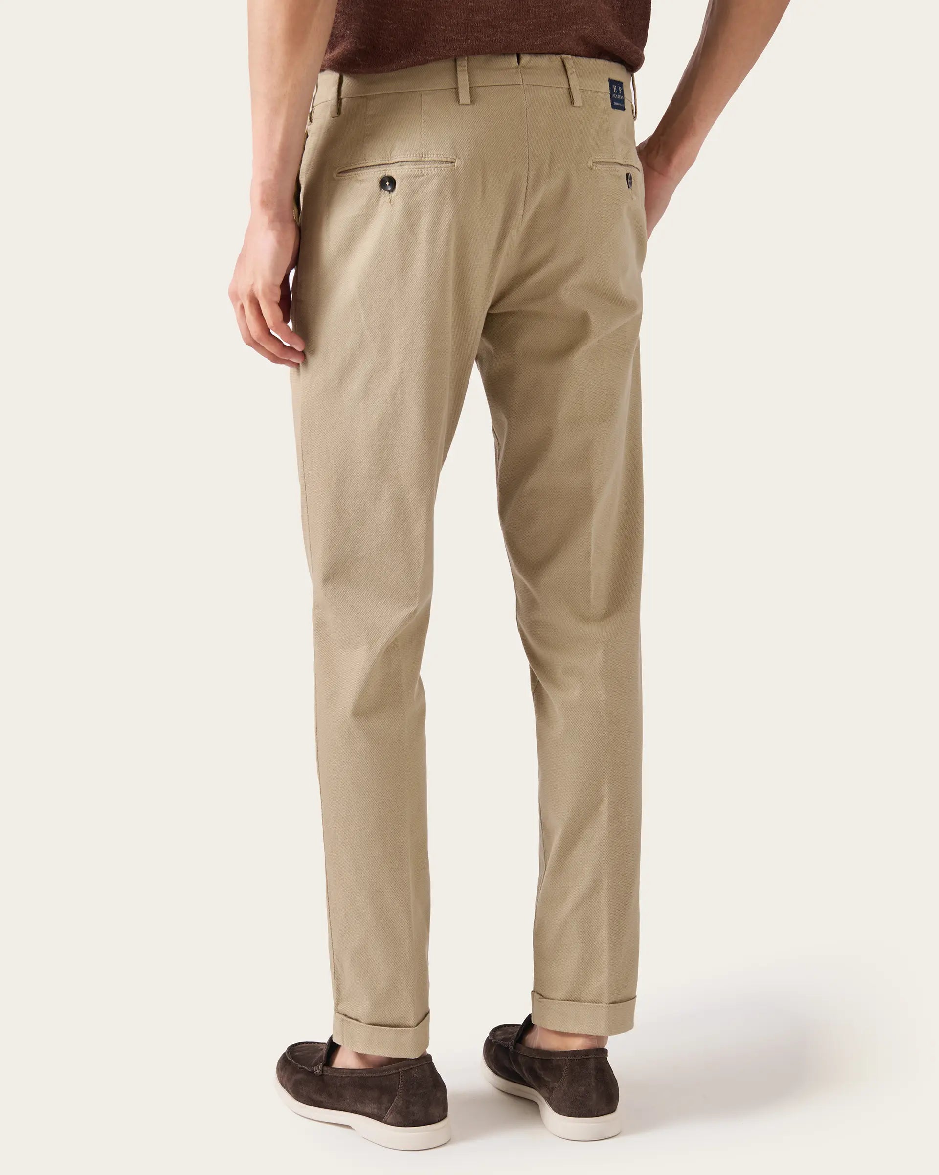 Beige Chinos Cotton Stretch Grament Dyed