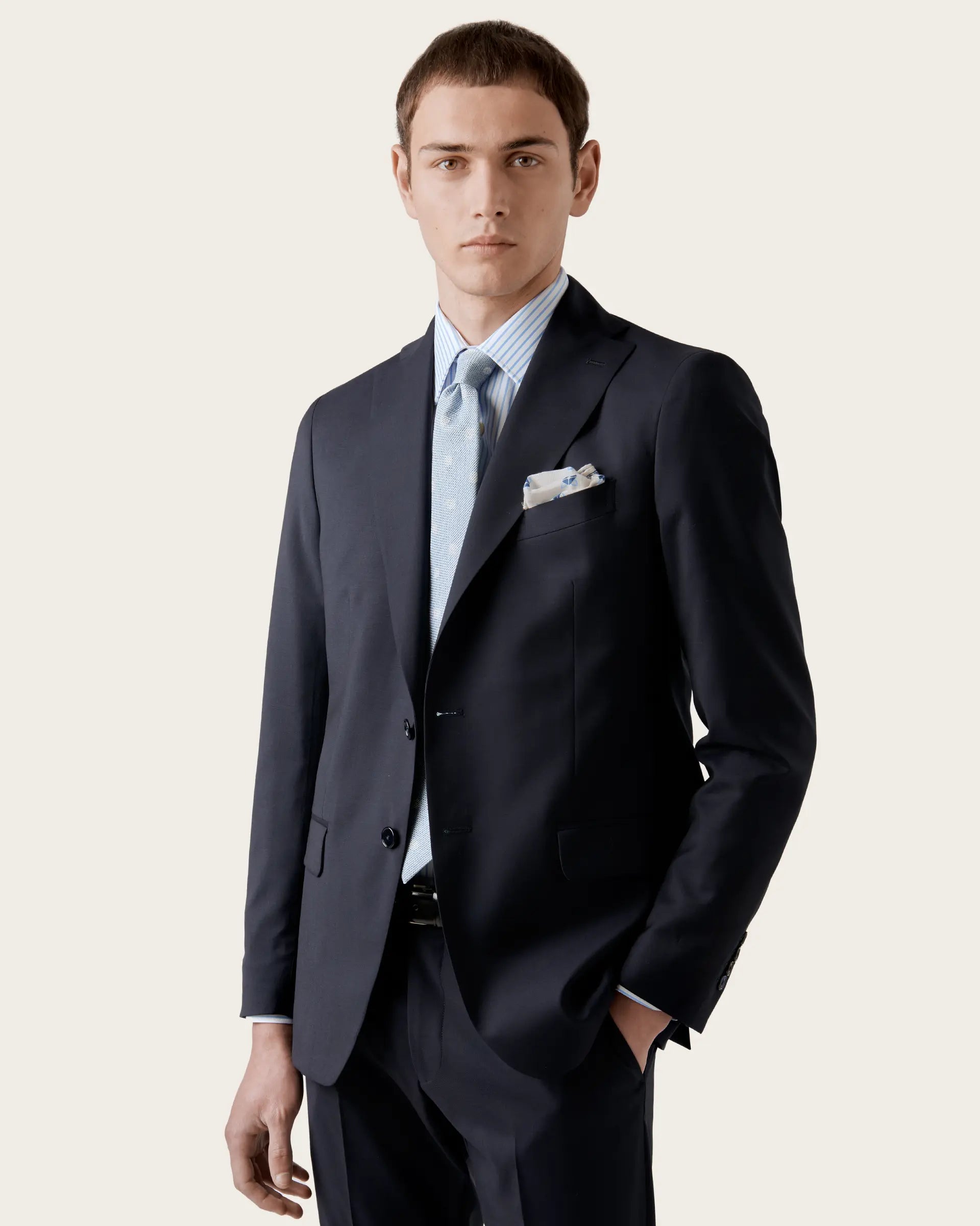 Blue Pure Wool Suit - Loro Piana Fabric