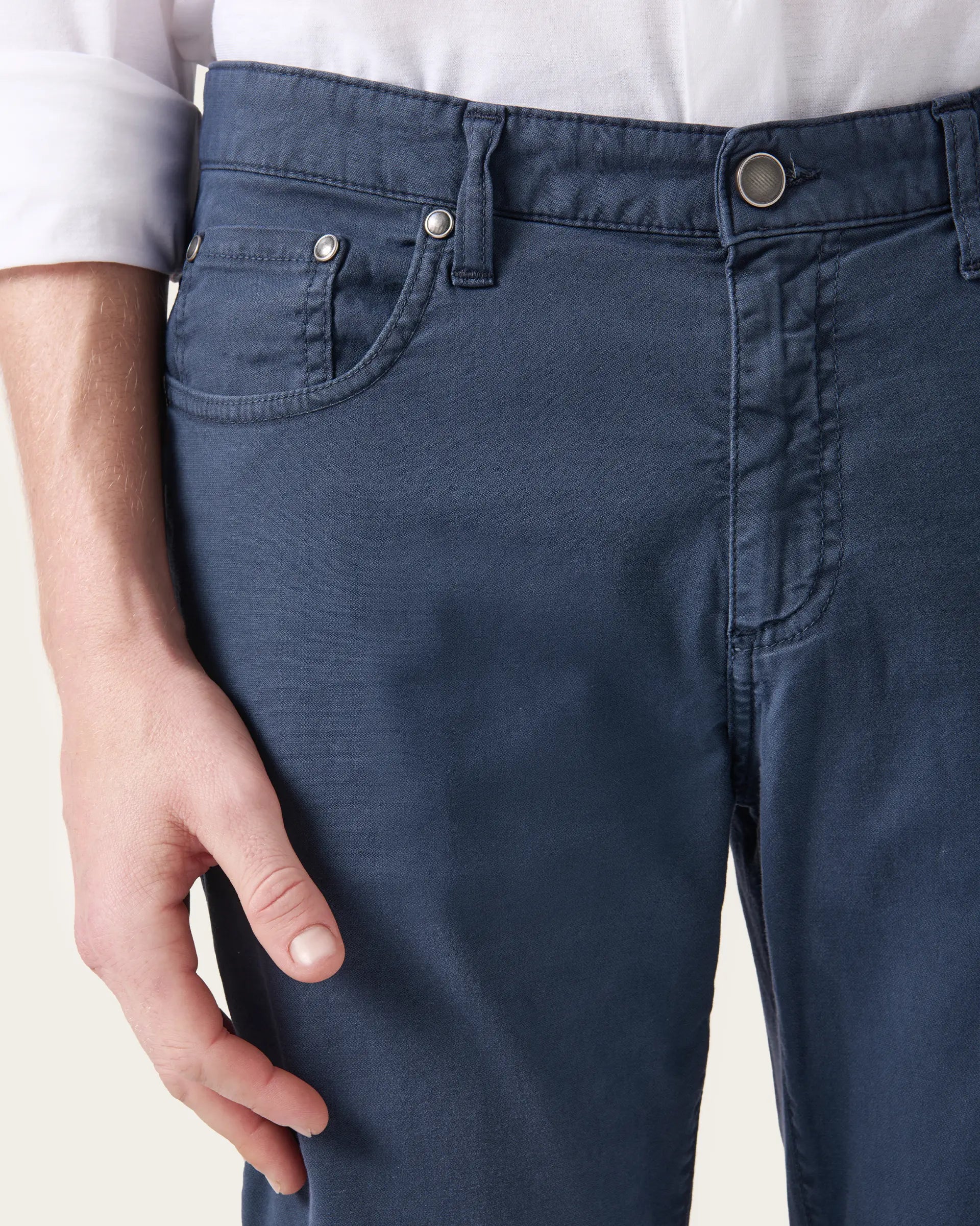 5 pockets Blue Twill Cotton Stretch