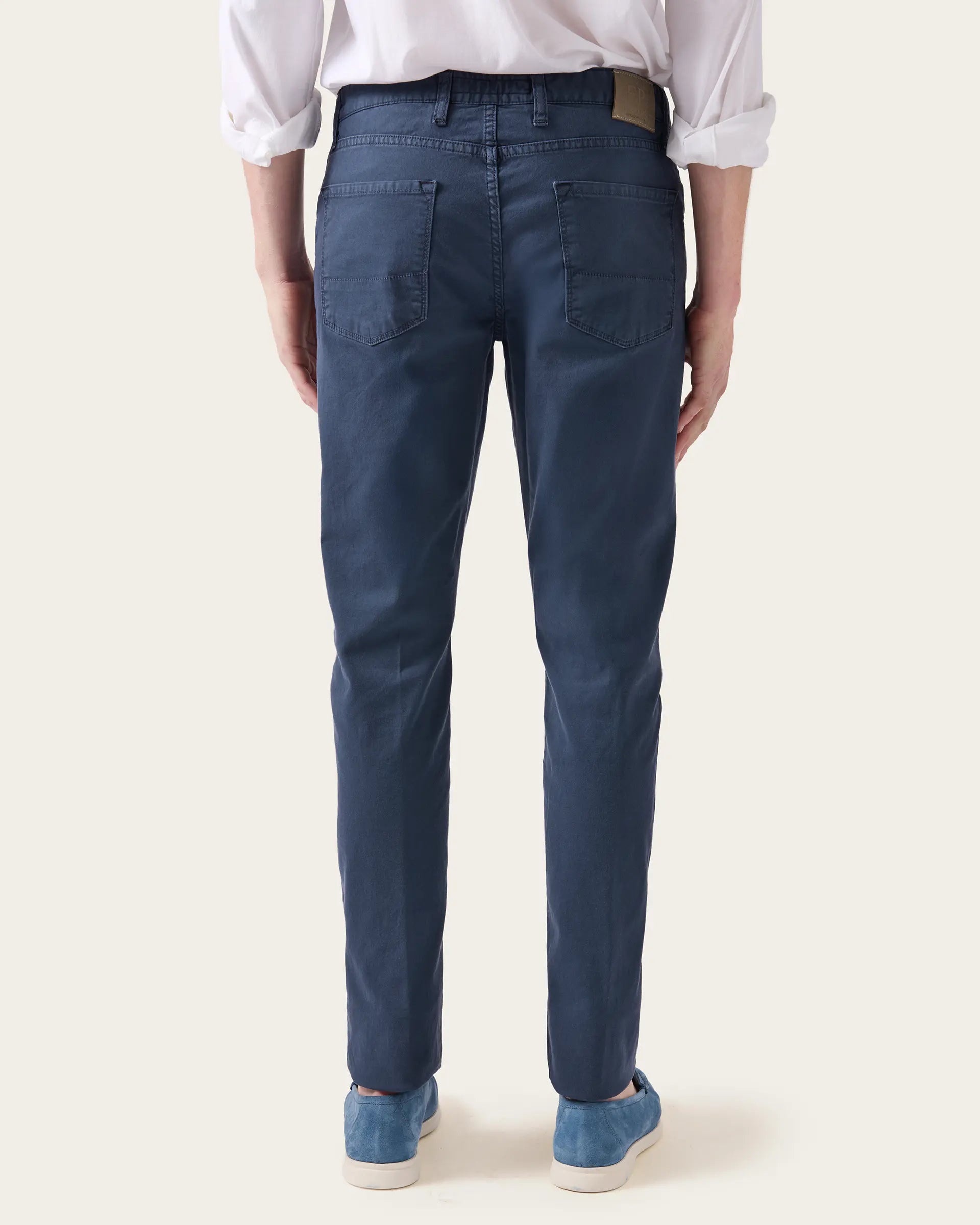 5 pockets Blue Twill Cotton Stretch