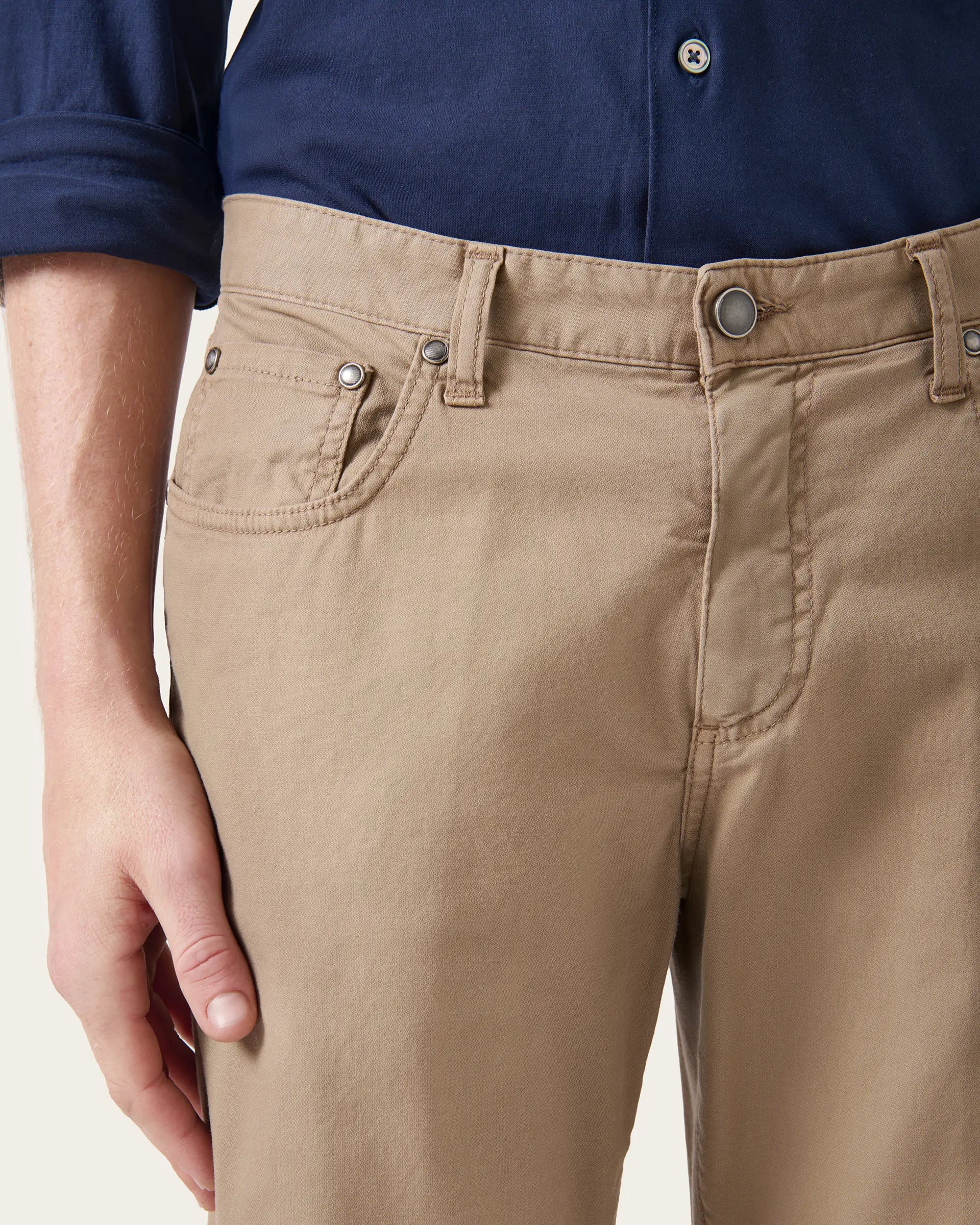 5 pockets Beige Twill Cotton Stretch