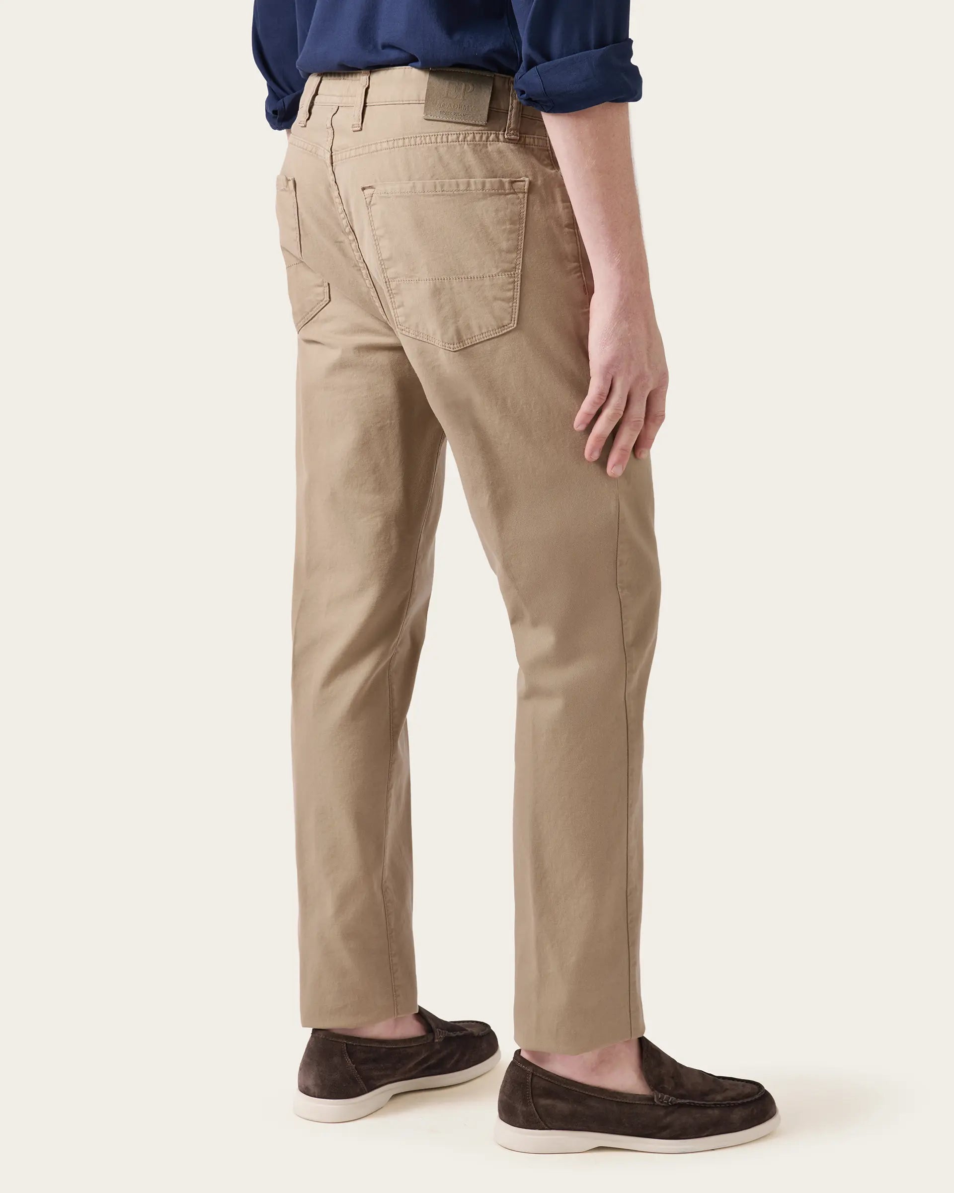 5 pockets Beige Twill Cotton Stretch