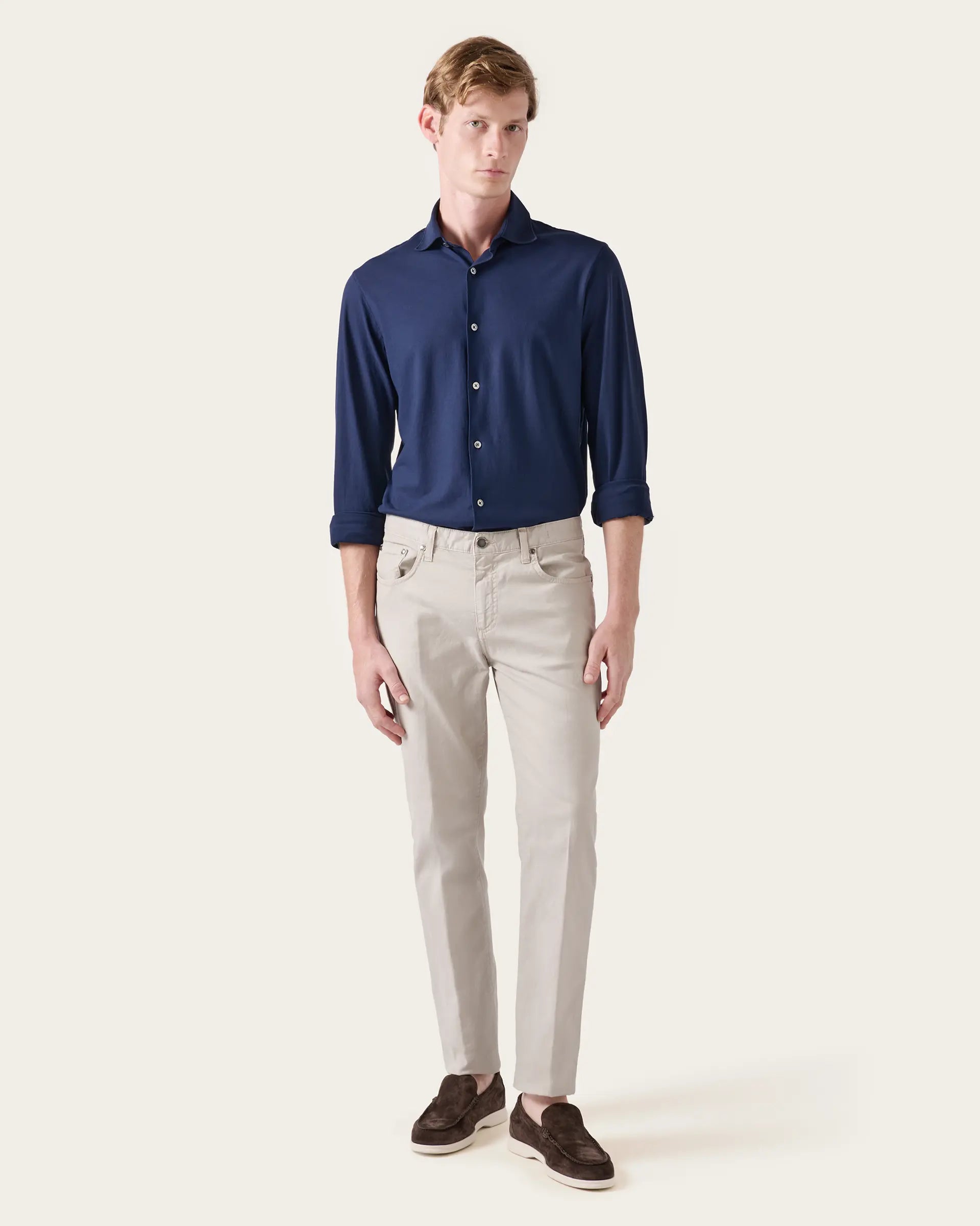5 pockets Grey Twill Cotton Stretch