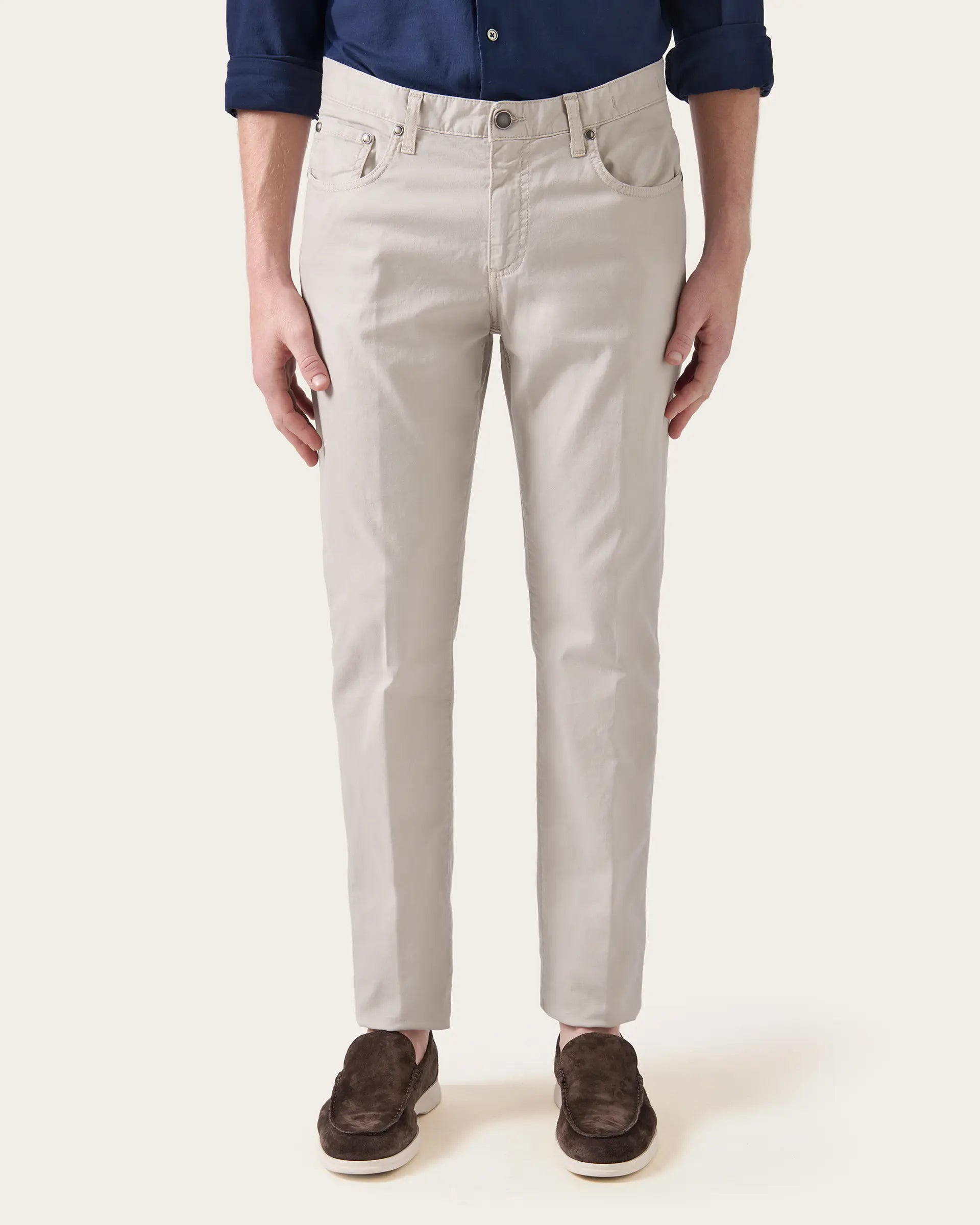 5 pockets Grey Twill Cotton Stretch