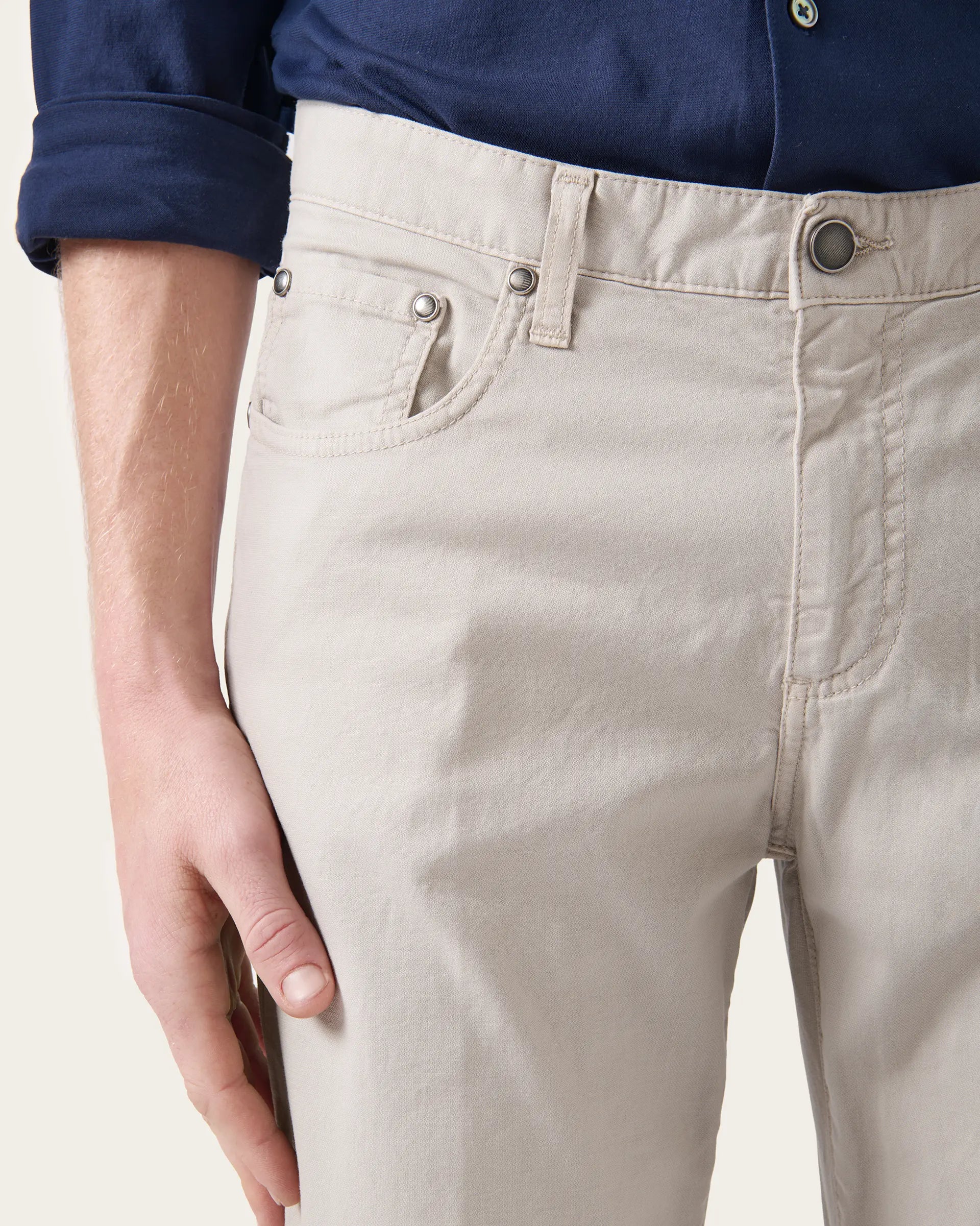 5 pockets Grey Twill Cotton Stretch