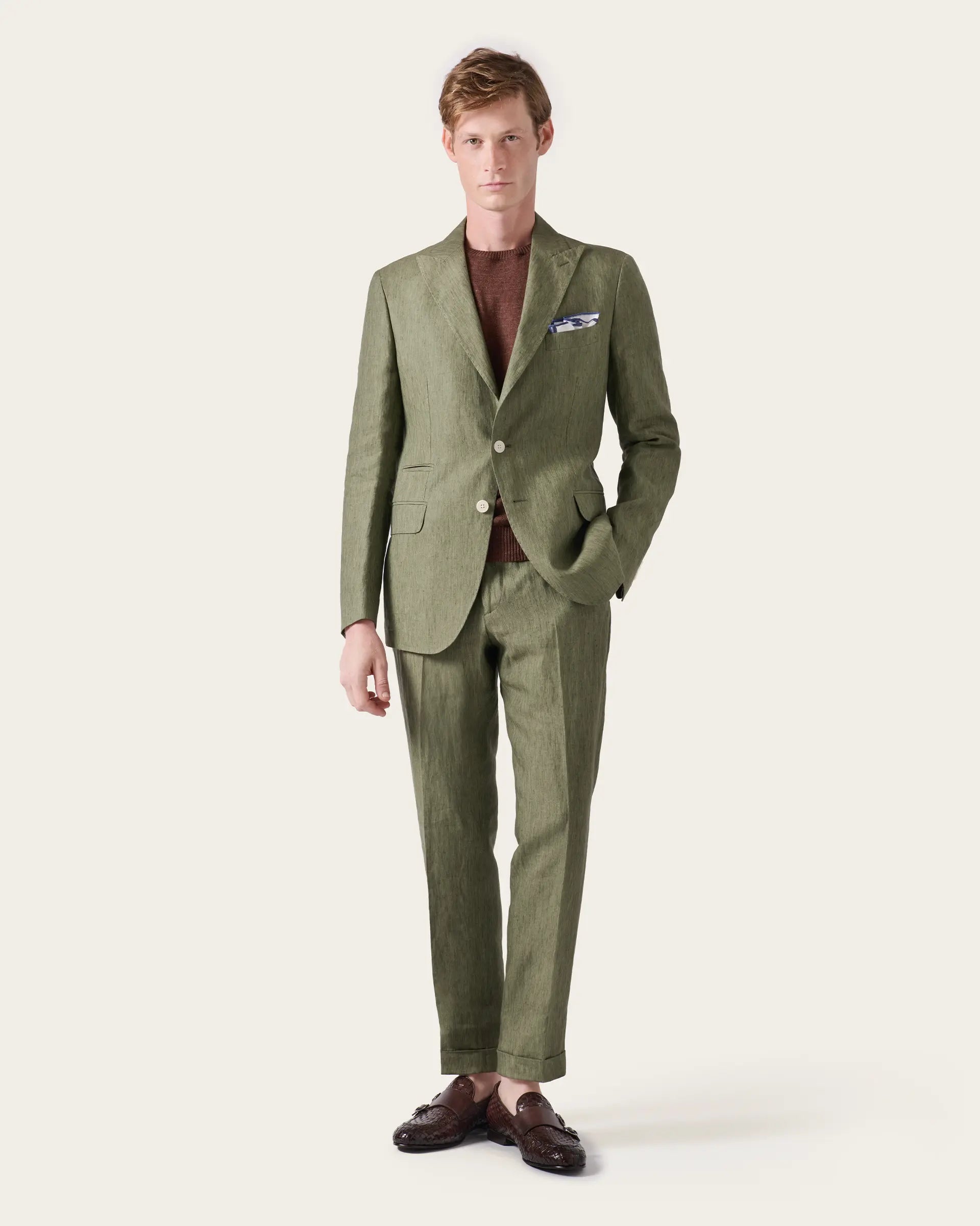 Green Linen Delave Suits