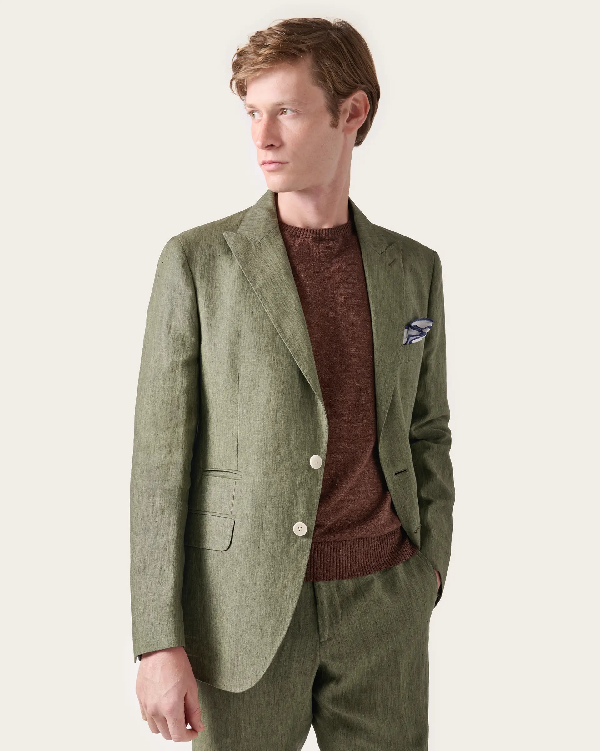 Green Linen Delave Suits