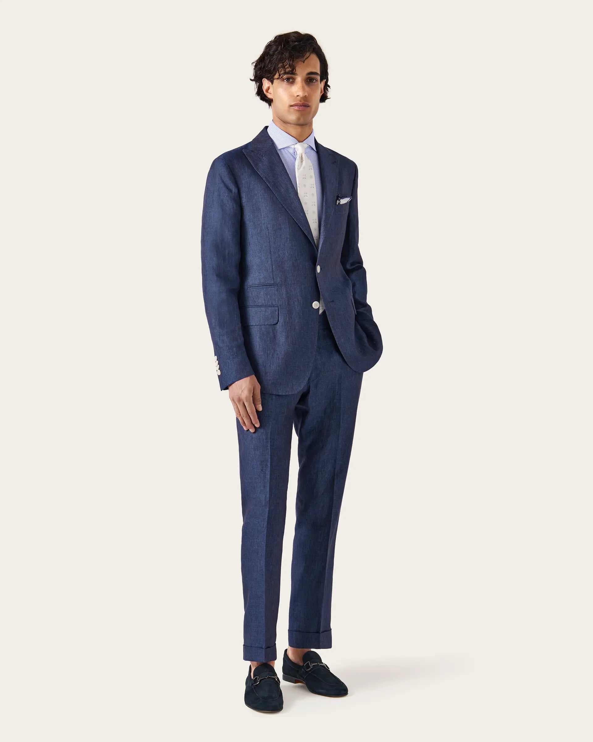 Blue Linen Delave Suits