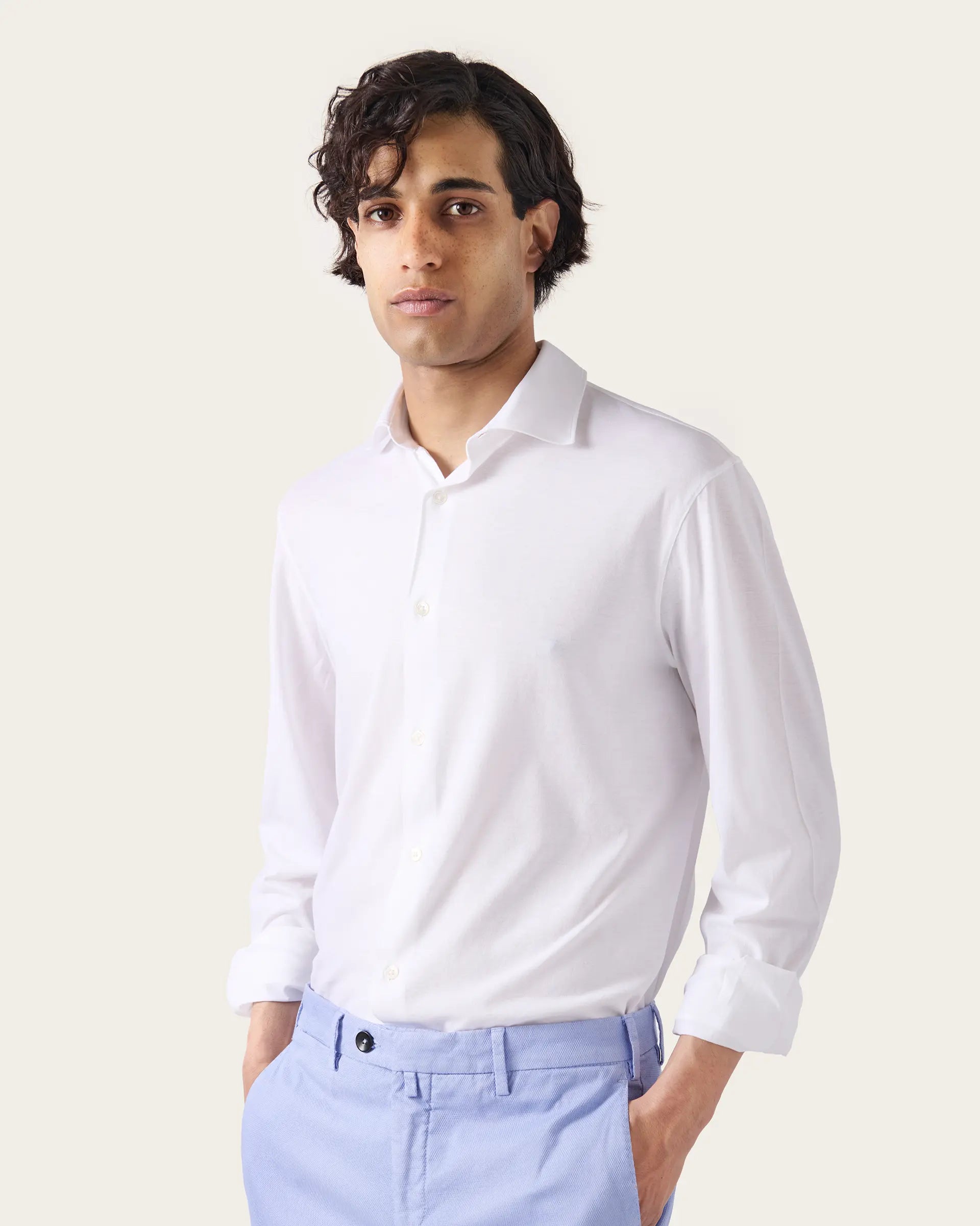 White Jersey Natural Stretch Polo Shirt