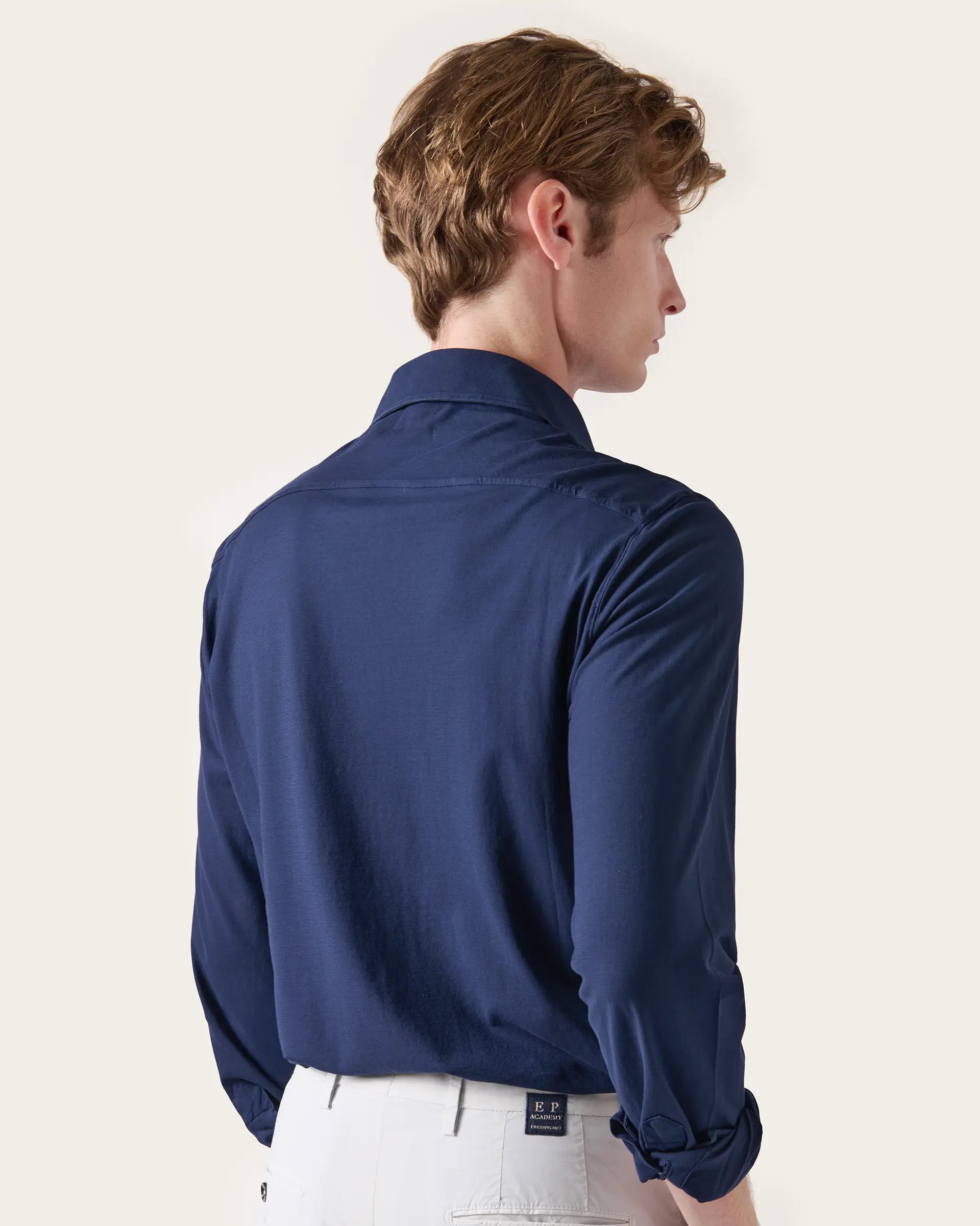 Blue Jersey Natural Stretch Polo Shirt
