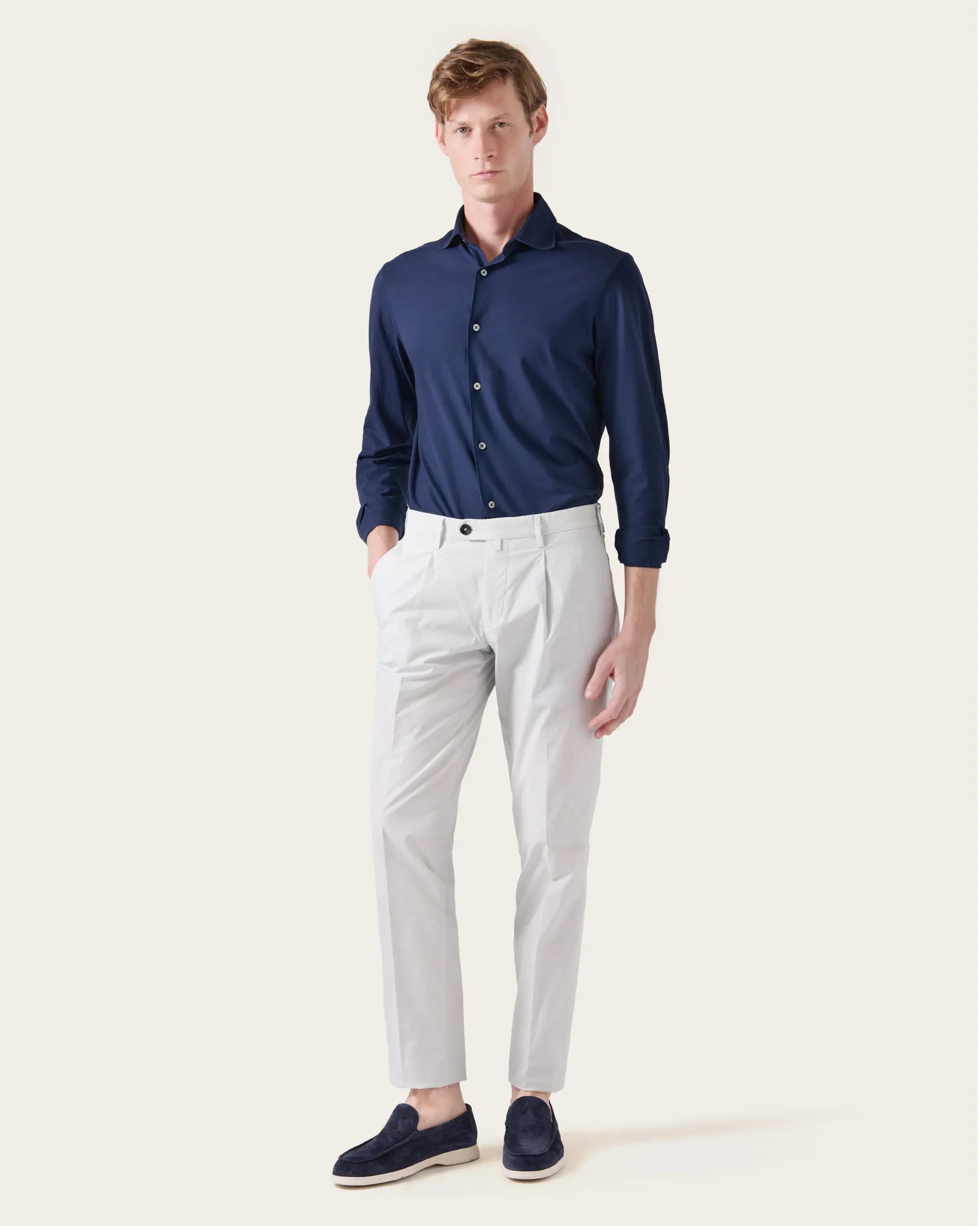 Ice Popeline Garment Dyed Cotton Stretch Pants
