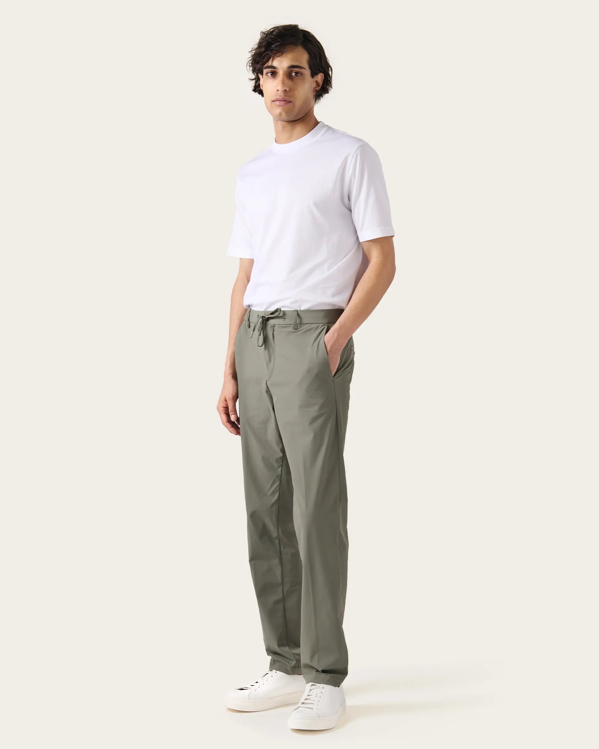 Green Drawstring and Coulisse Technic  Pants