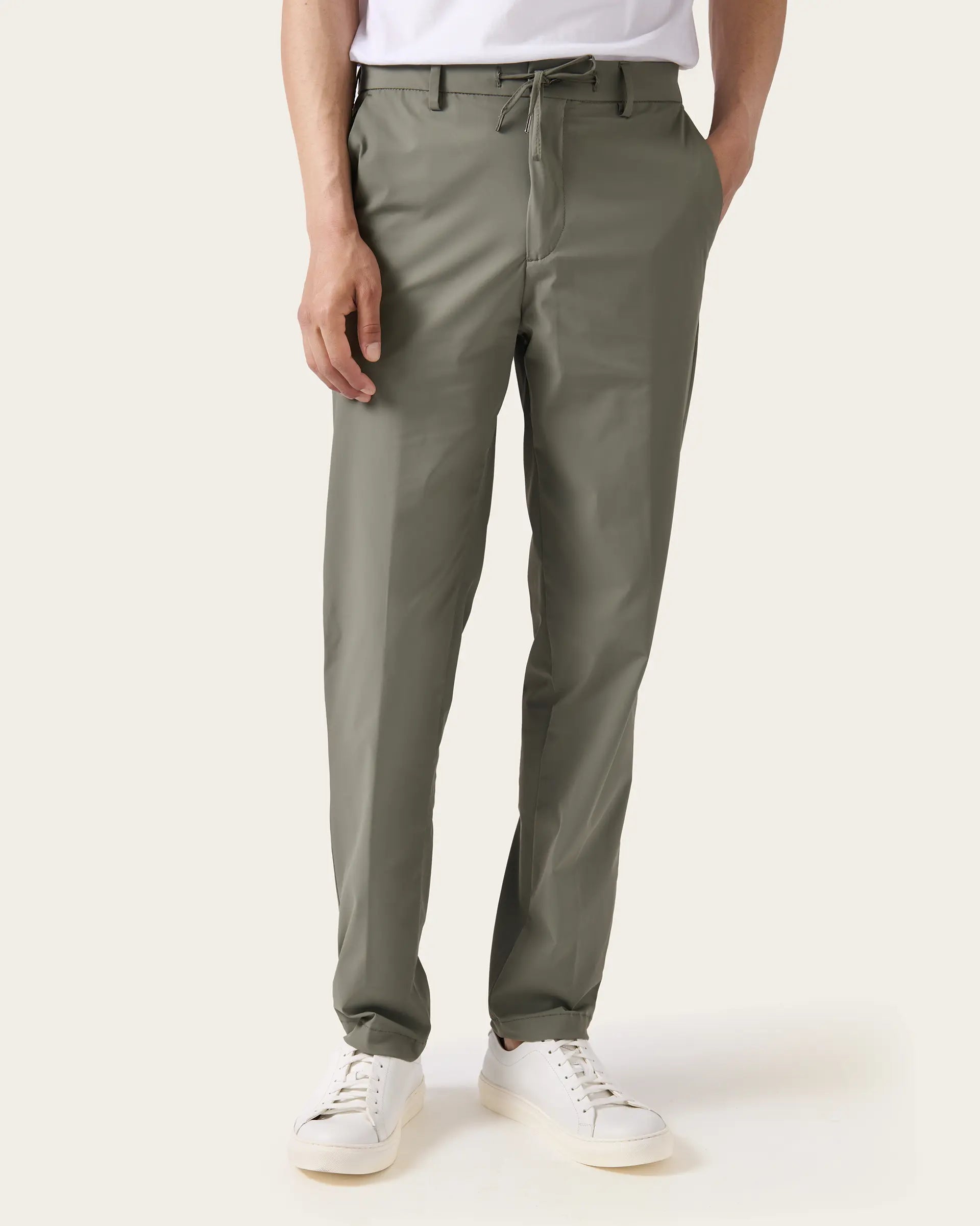 Green Drawstring and Coulisse Technic  Pants