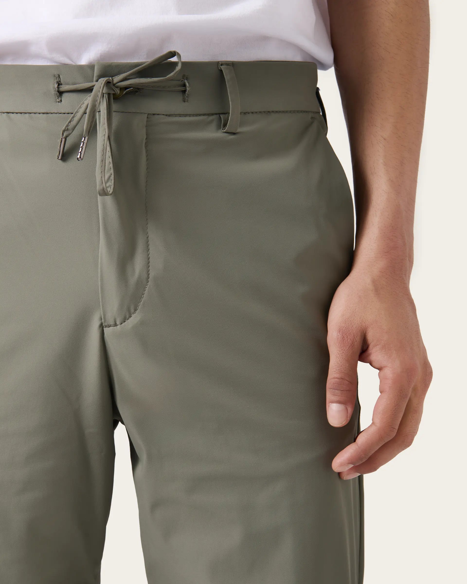 Green Drawstring and Coulisse Technic  Pants