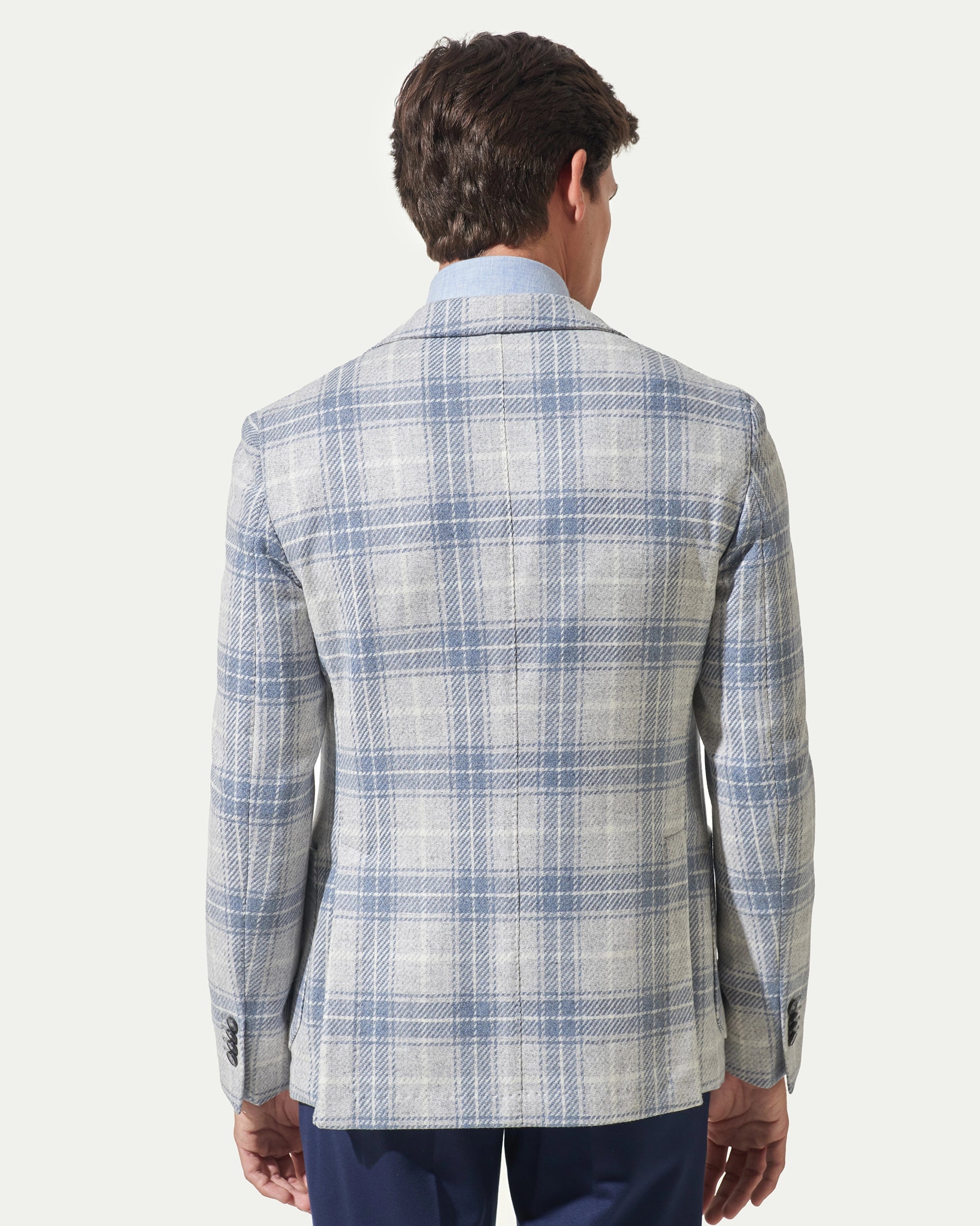 Dusty Blue windowpane jersey jacket
