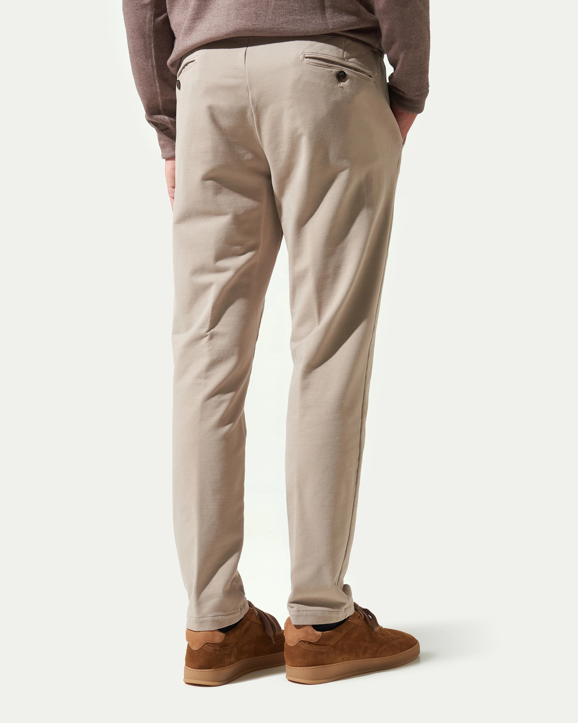 Beige Jersey Drawstring Pants