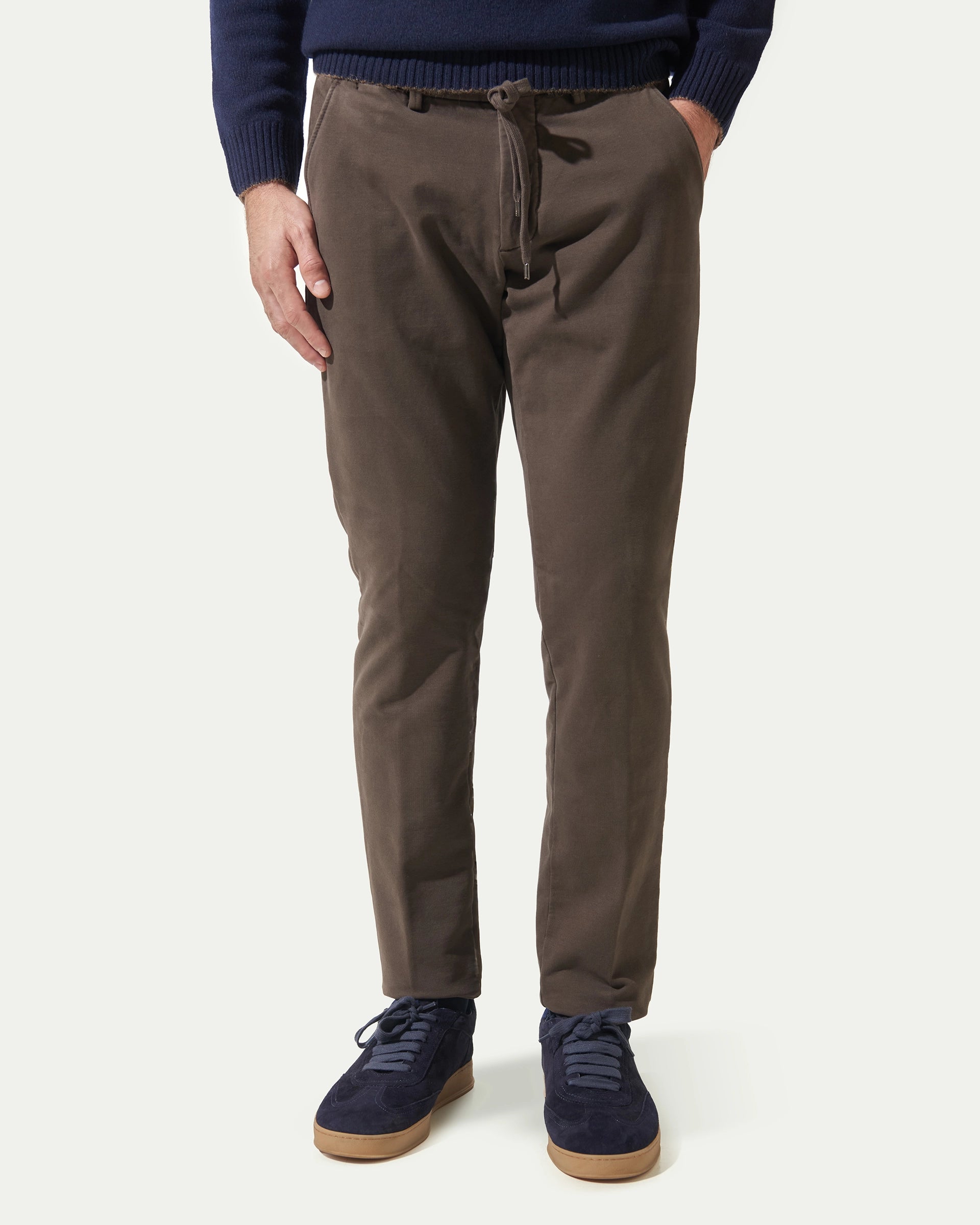 Brown Jersey Drawstring Pants