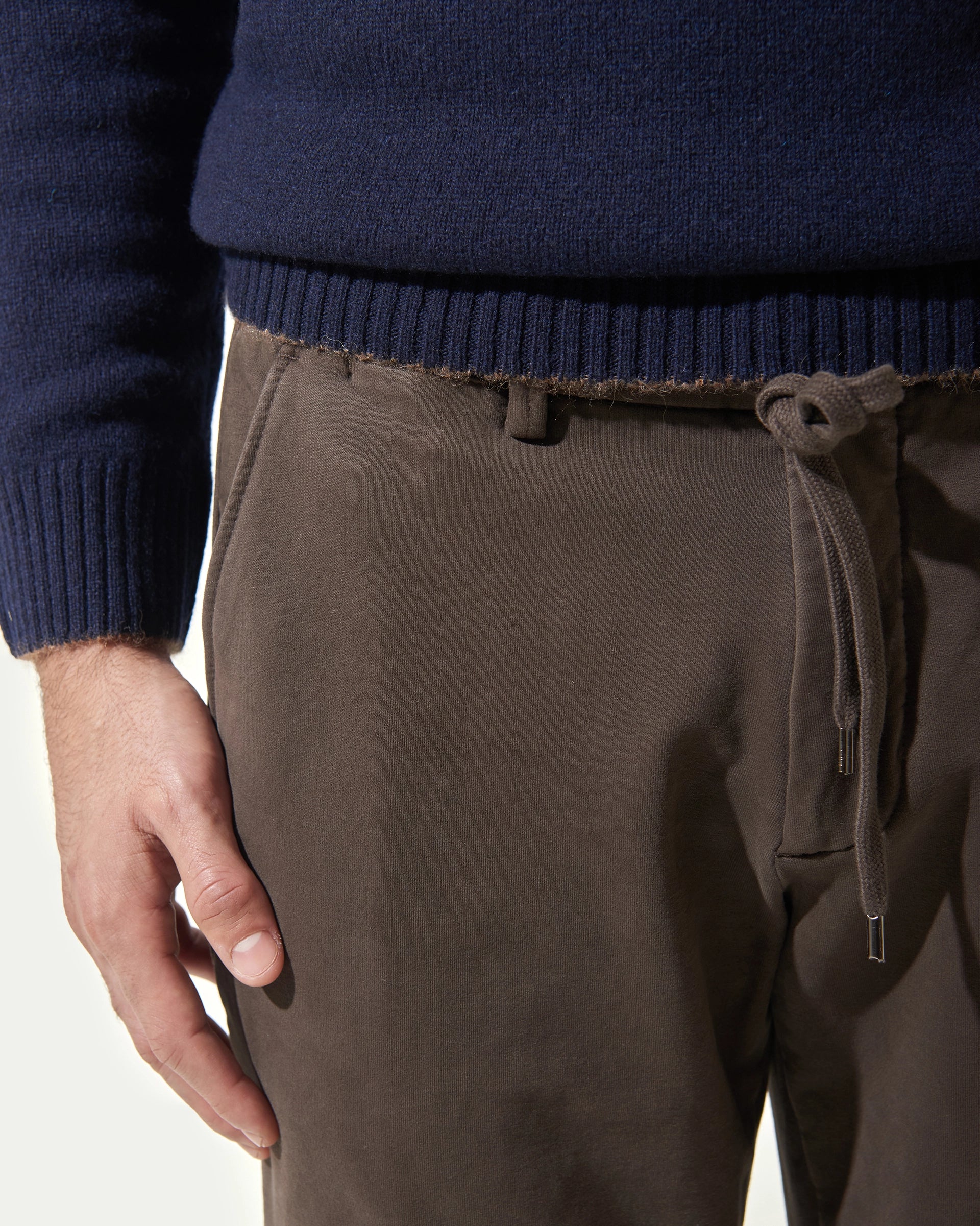 Brown Jersey Drawstring Pants