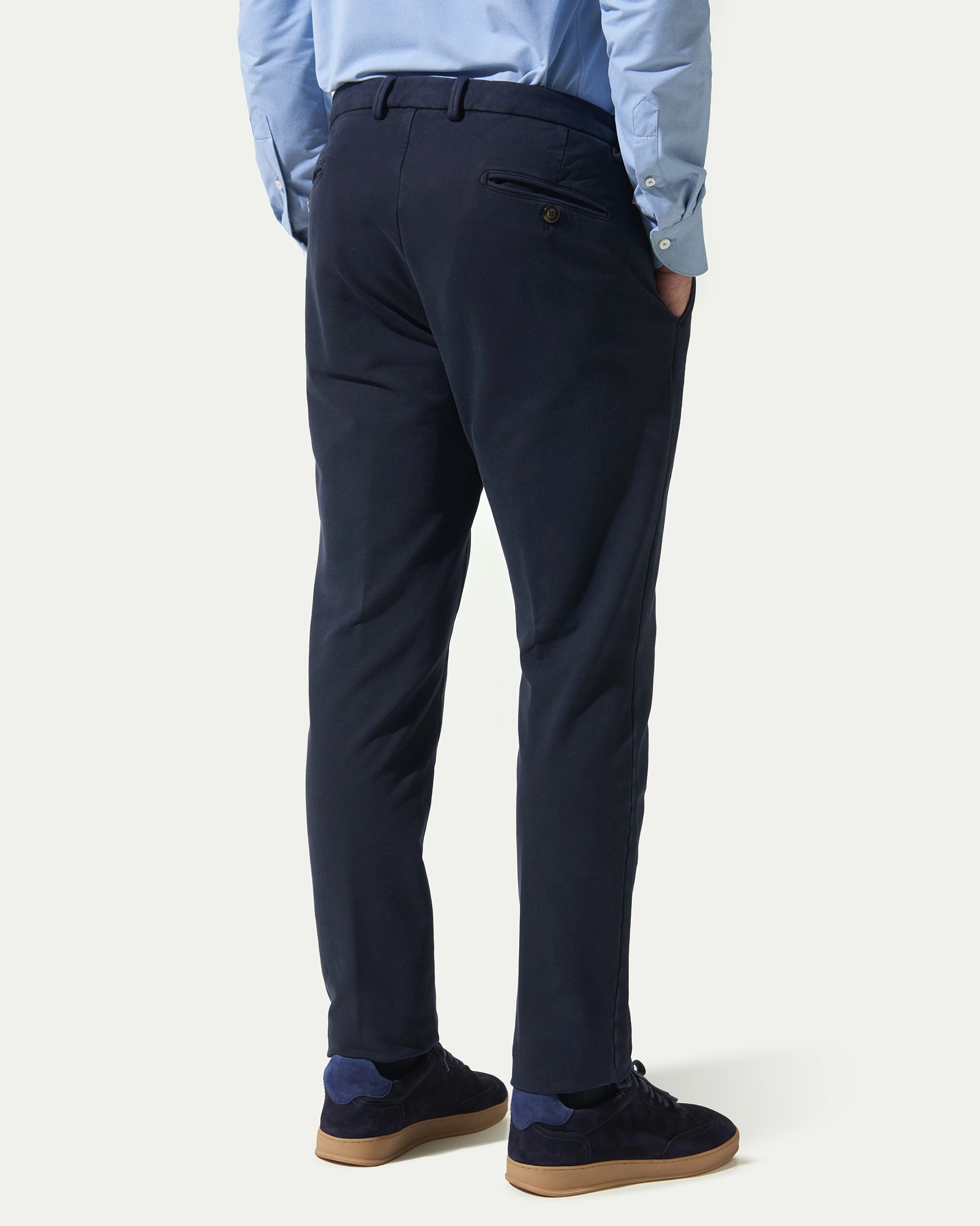 Blue Garment-dyed Jersey with drawstring and elastic Pants