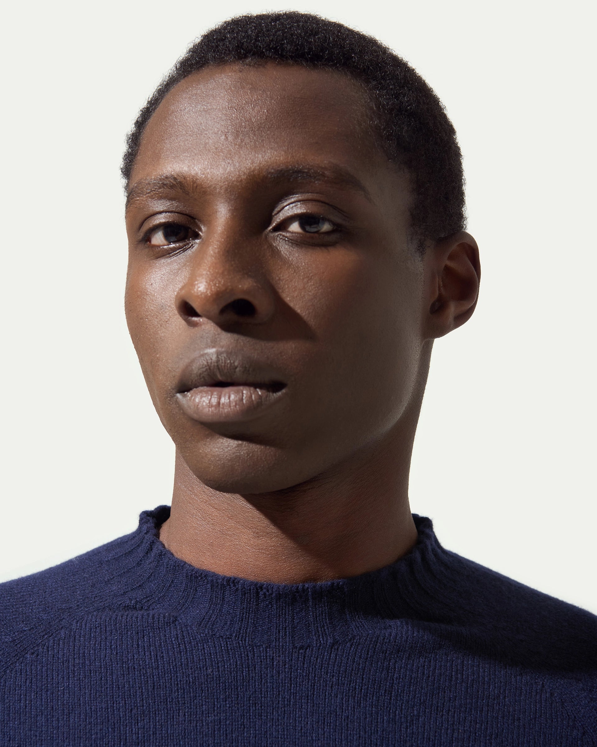 Blue Crewneck Cashmere and Wool Sweater