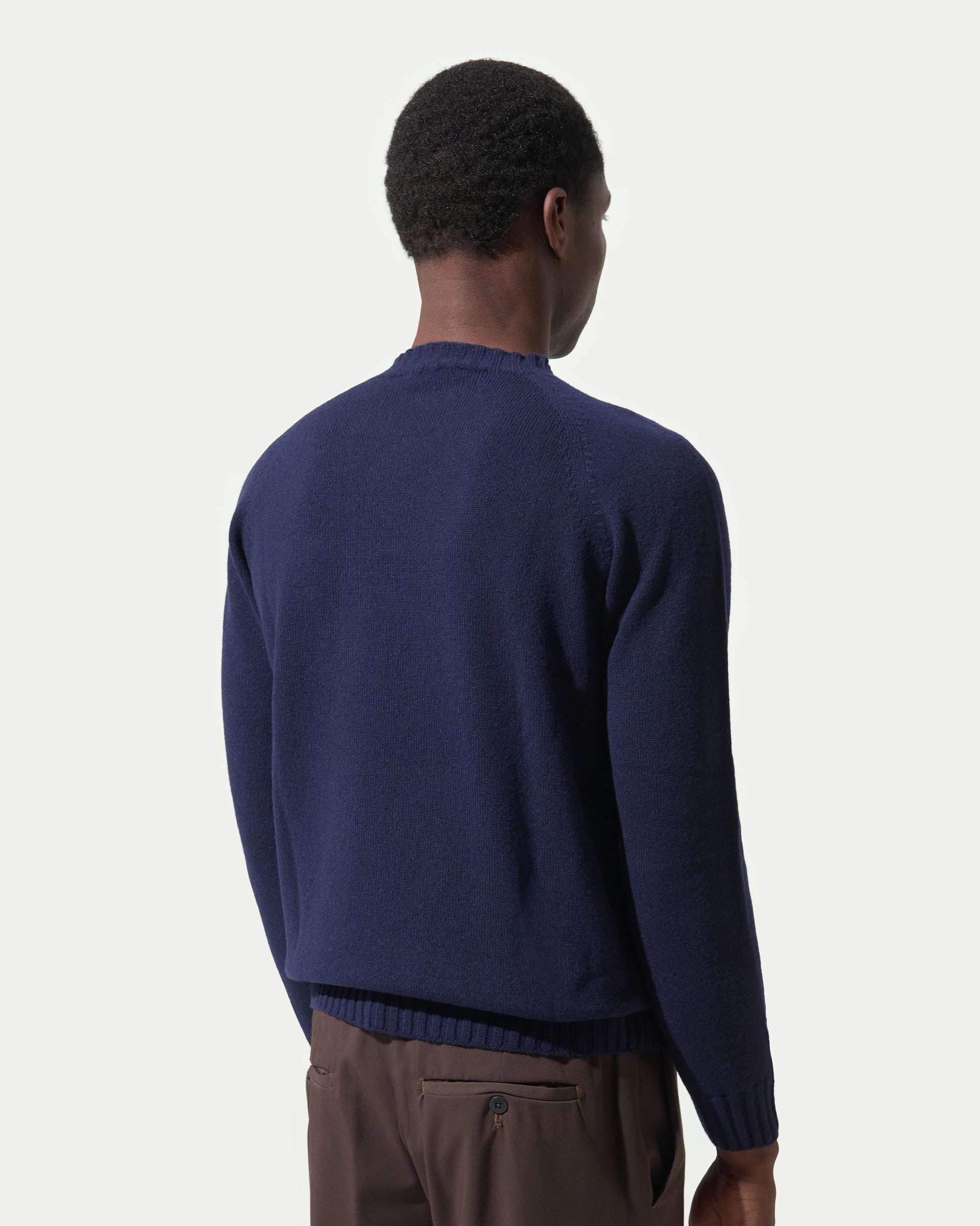 Blue Crewneck Cashmere and Wool Sweater