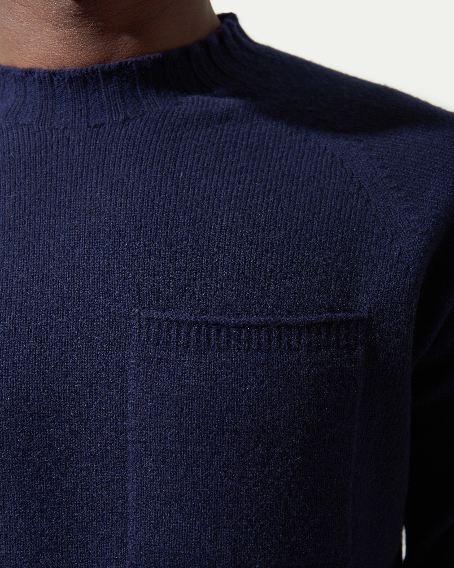 Blue Crewneck Cashmere and Wool Sweater