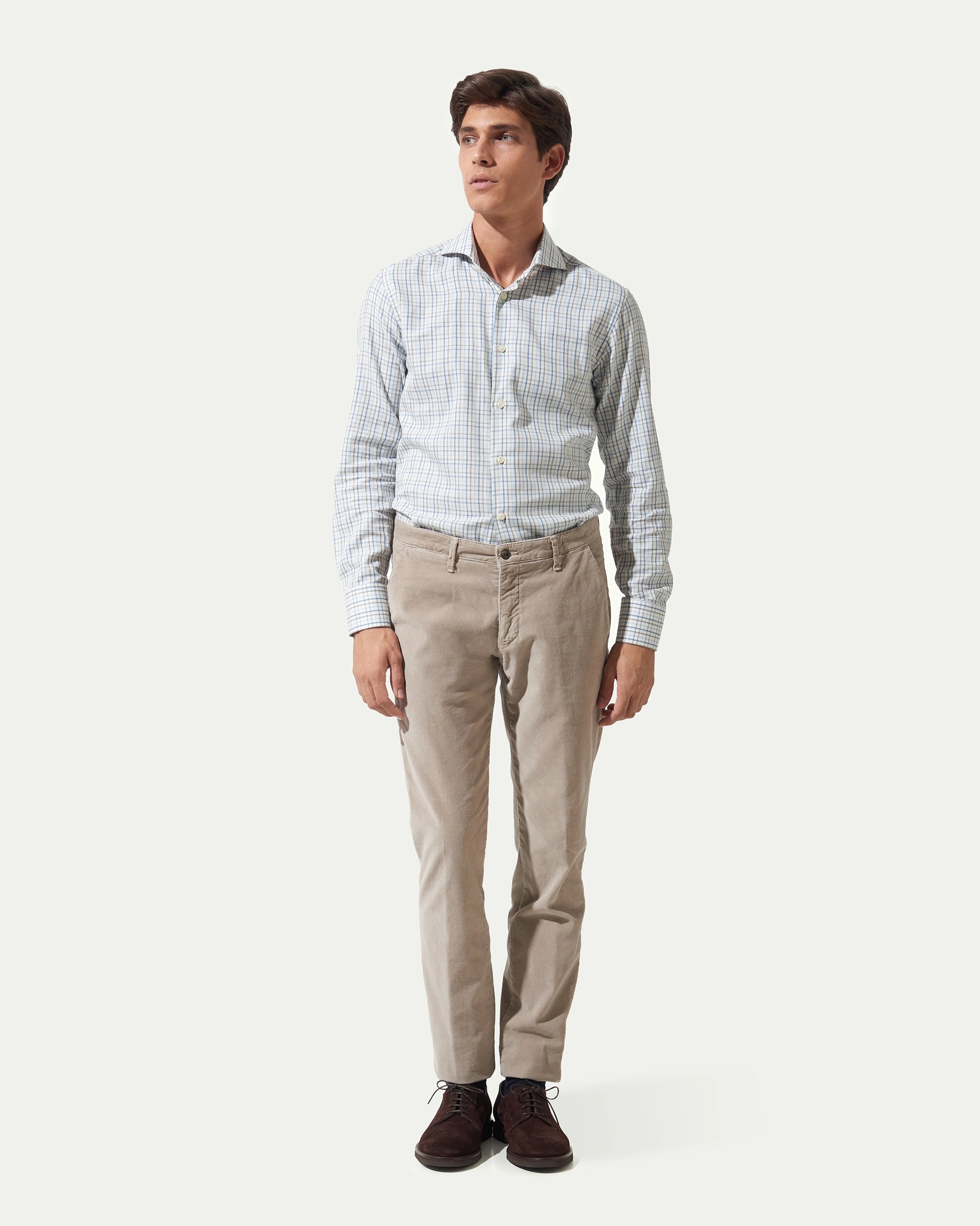 Beige  smooth velvet with micro print pants