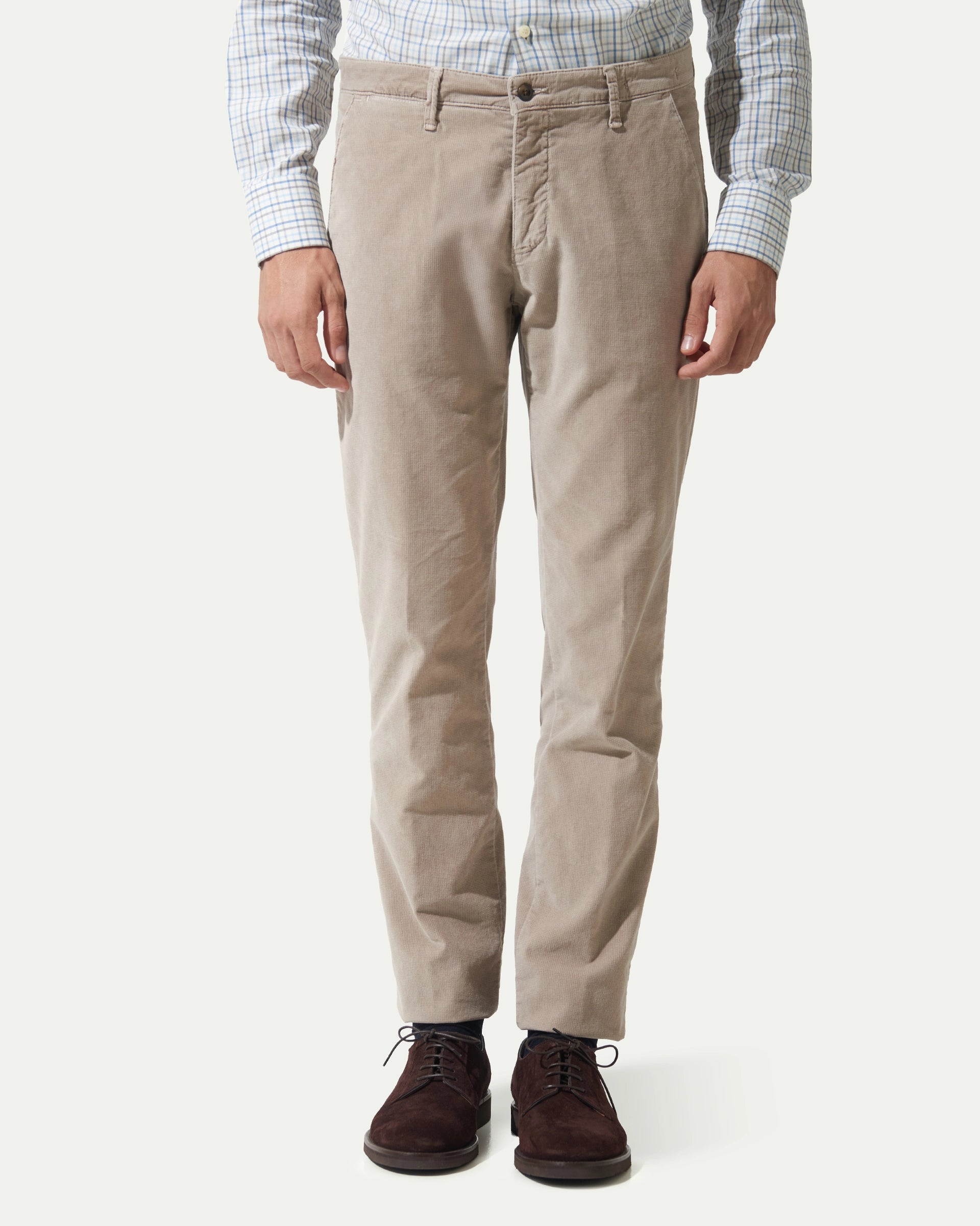 Beige  smooth velvet with micro print pants