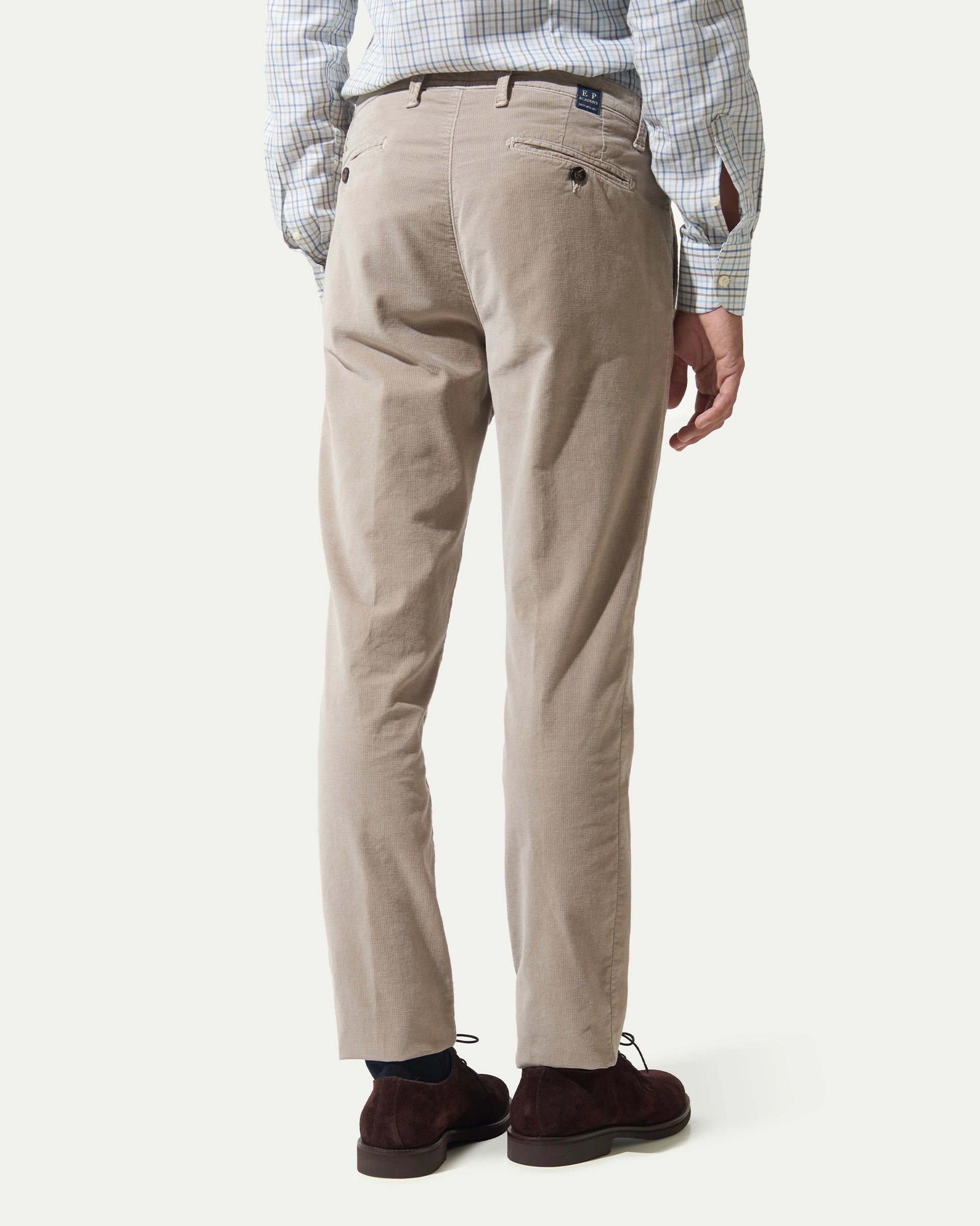 Beige  smooth velvet with micro print pants