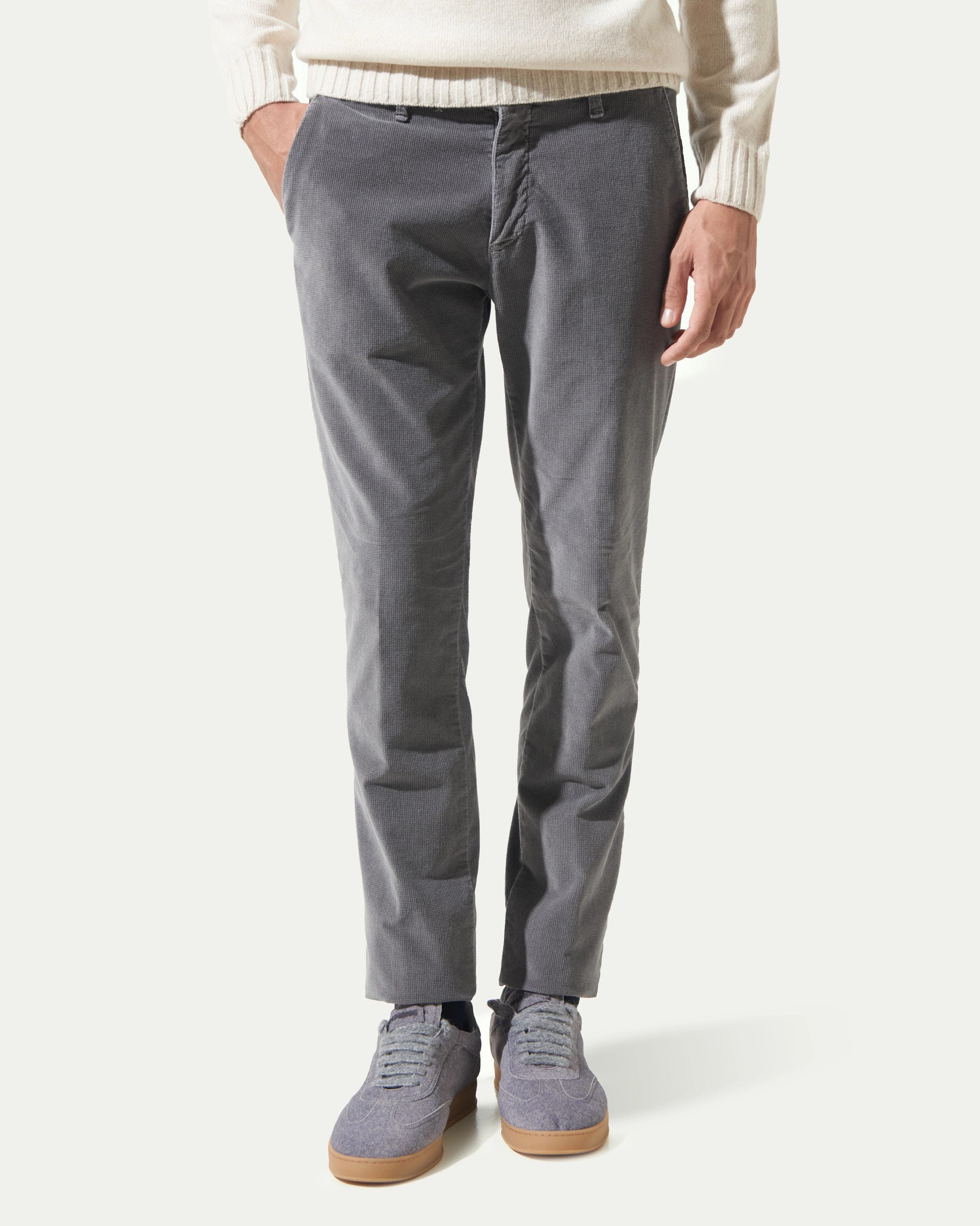 Grey  smooth velvet with micro print pants
