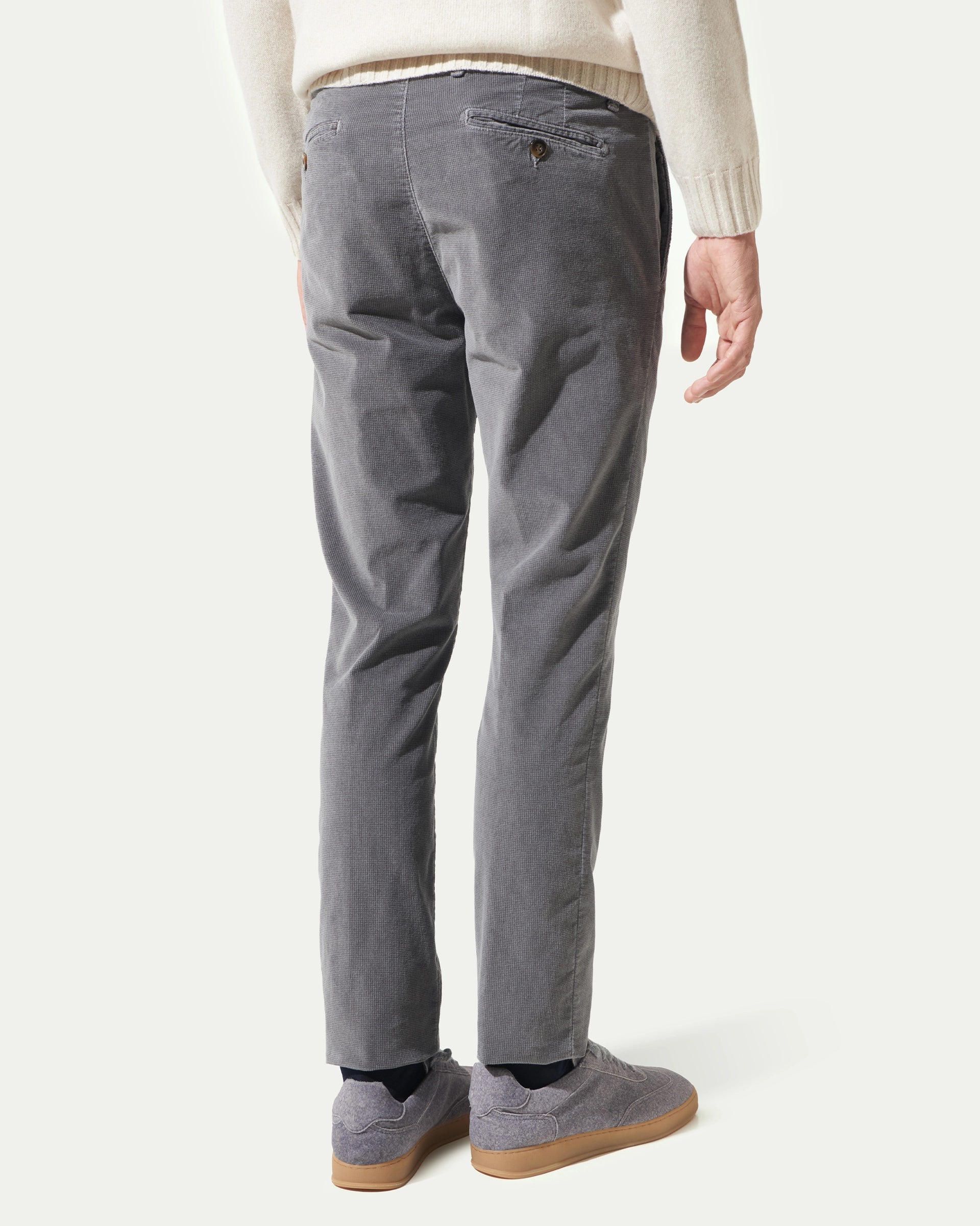 Grey  smooth velvet with micro print pants