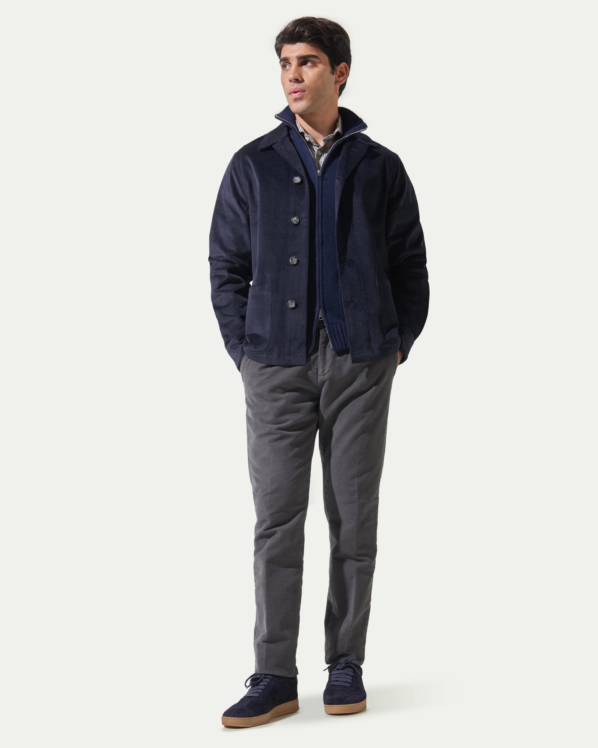 Blue Wool Stretch Overshirt