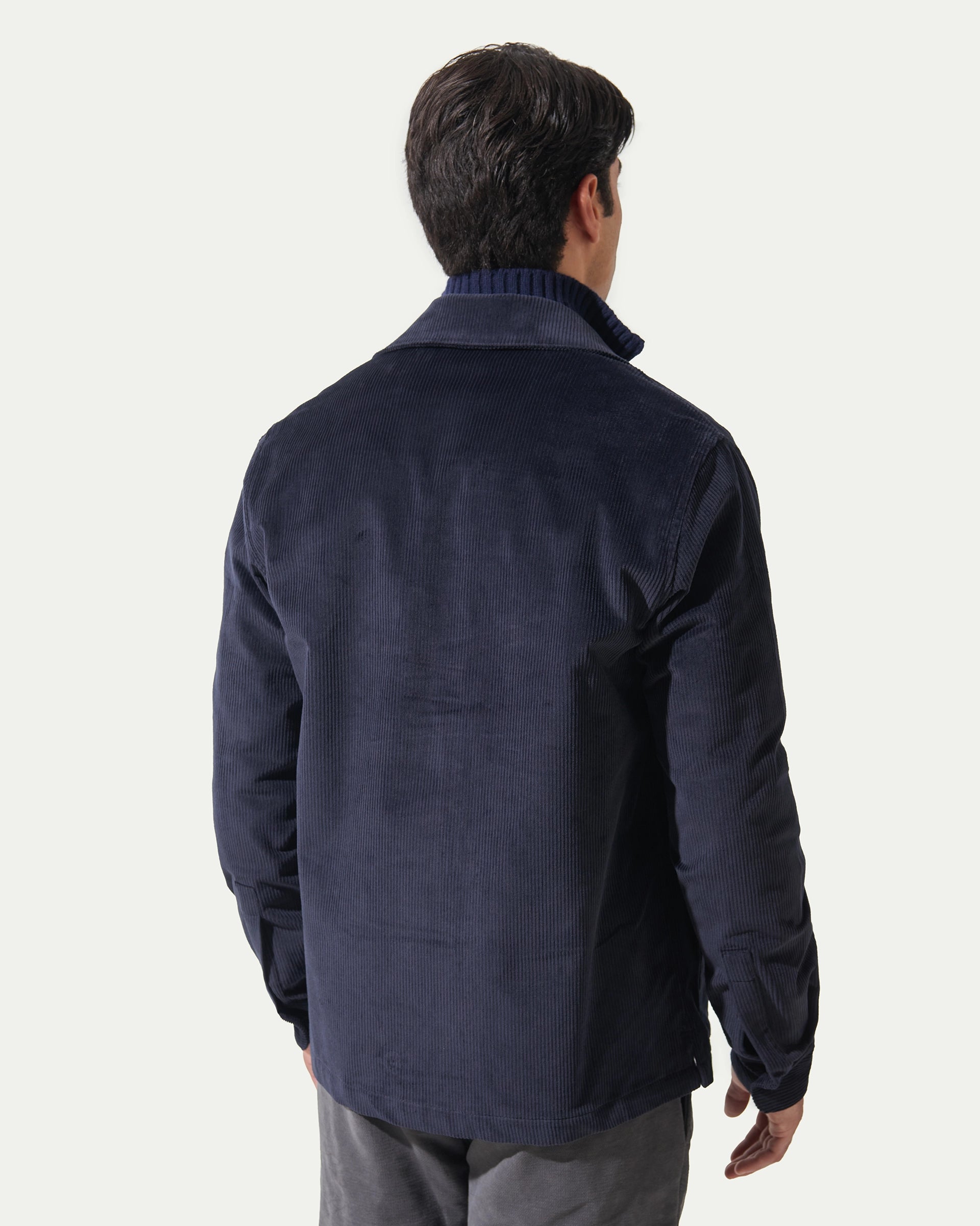 Blue Wool Stretch Overshirt