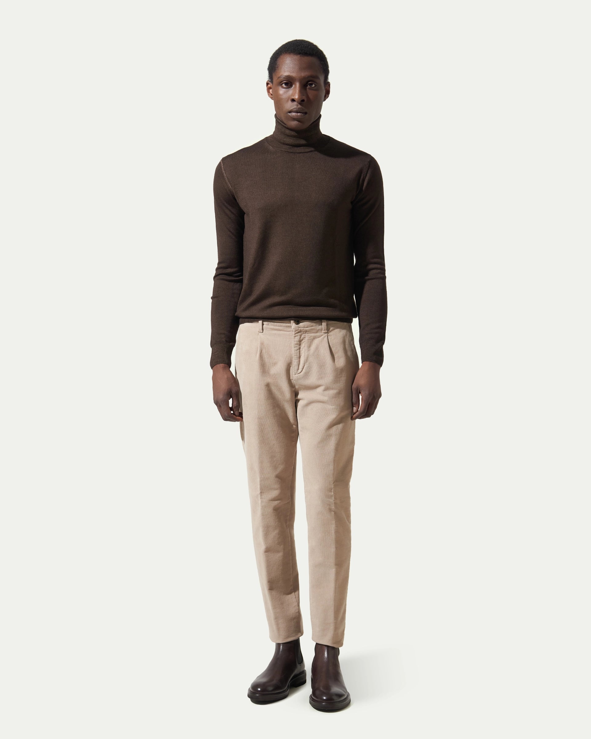 Olive Pleated Corduroy Pants