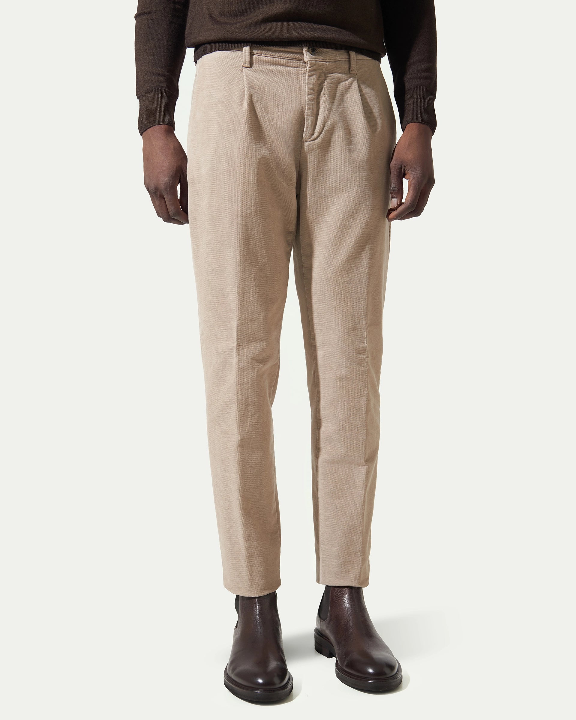 Olive Pleated Corduroy Pants