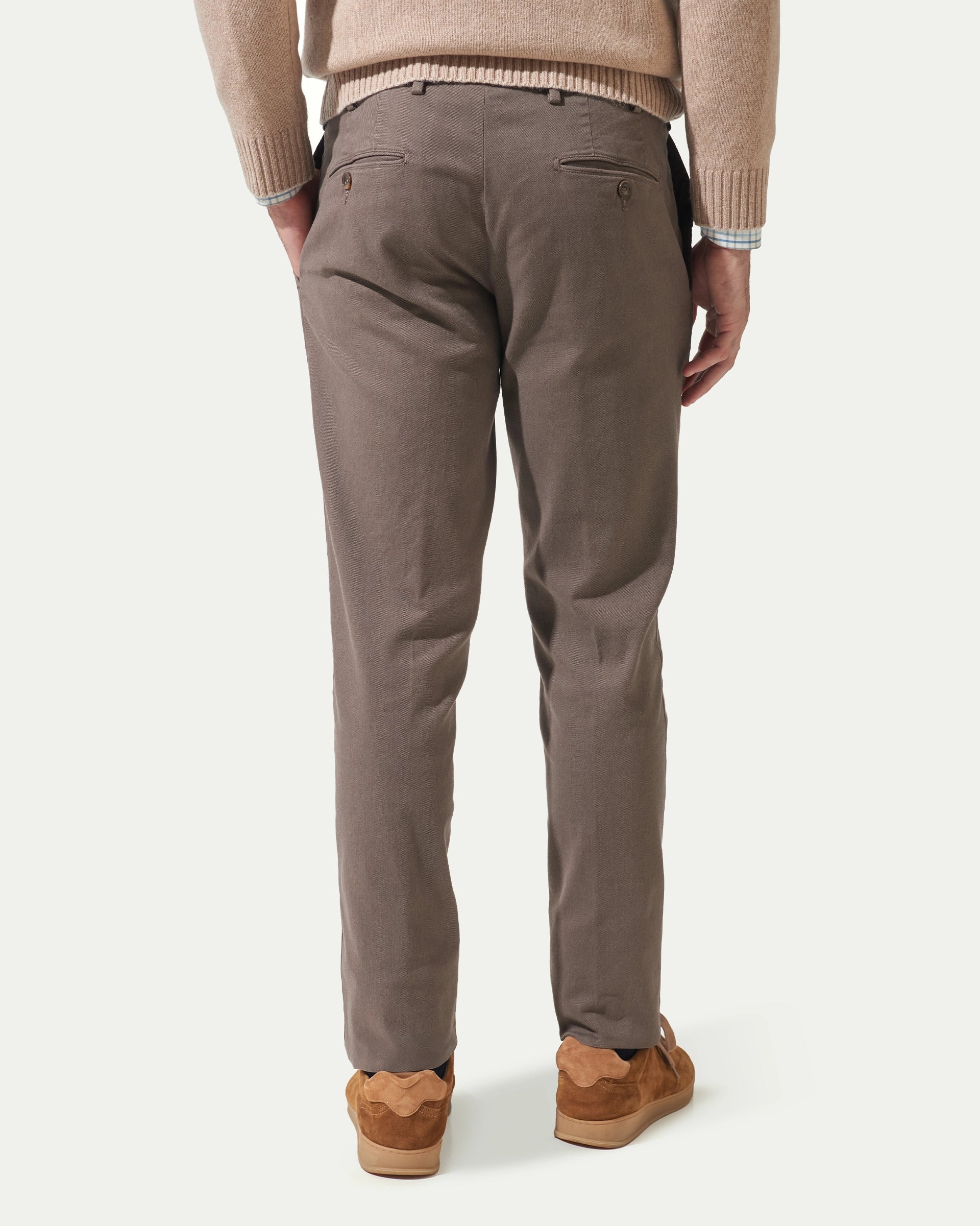 Brown Pleated Garment Dyed Cotton pants