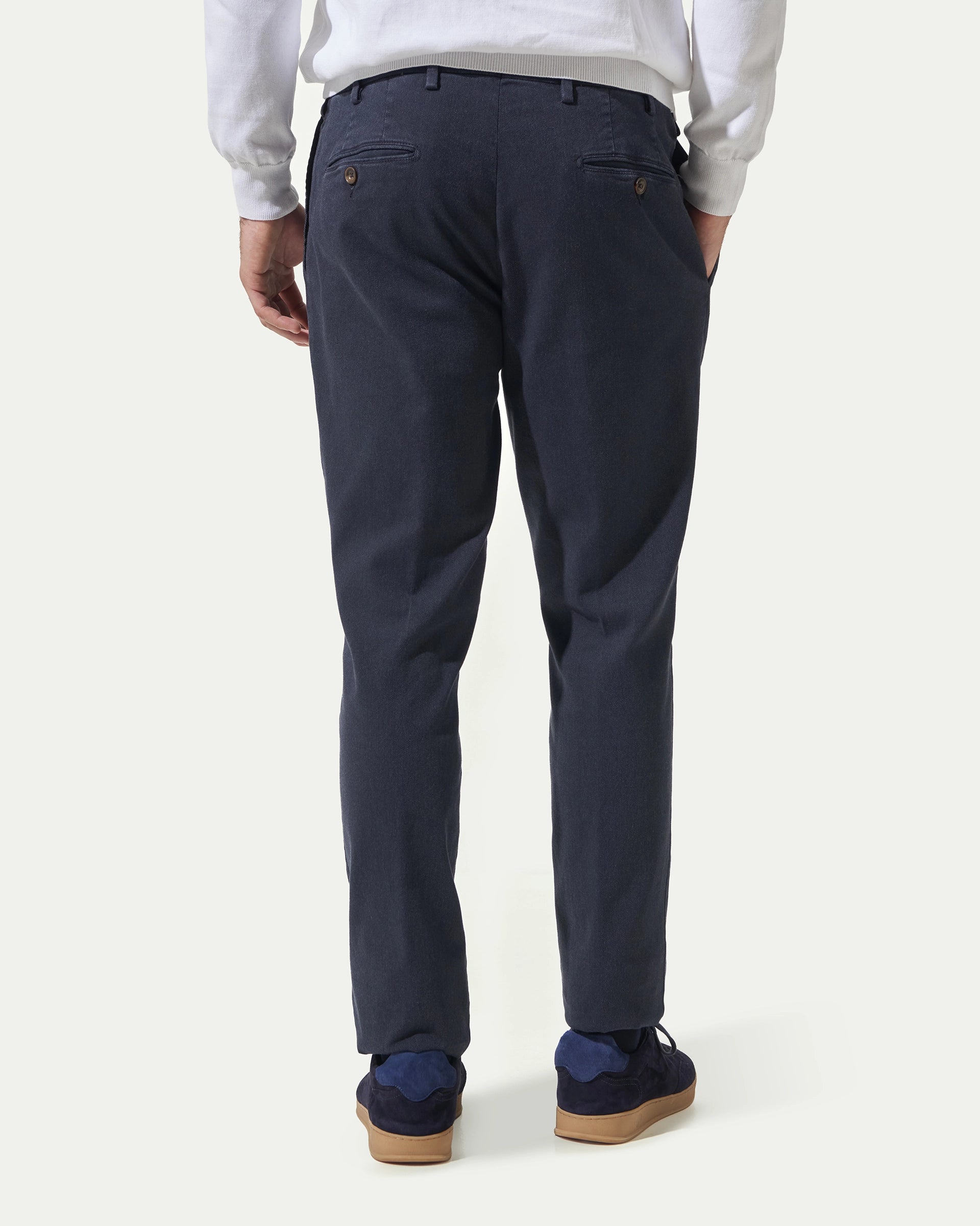 Blue Pleated Garment Dyed Cotton pants