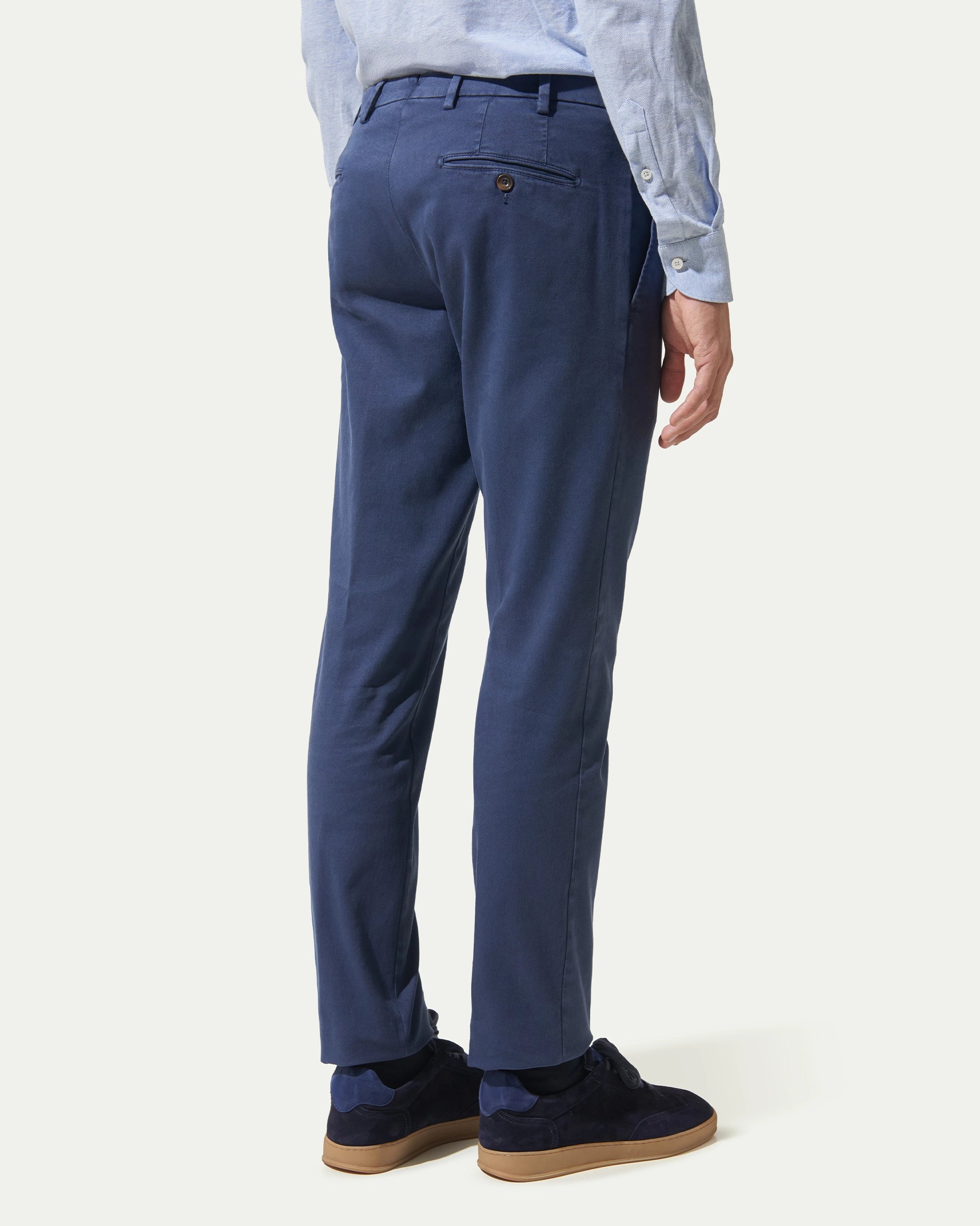 Blue Canvas Cotton Stretch Pants