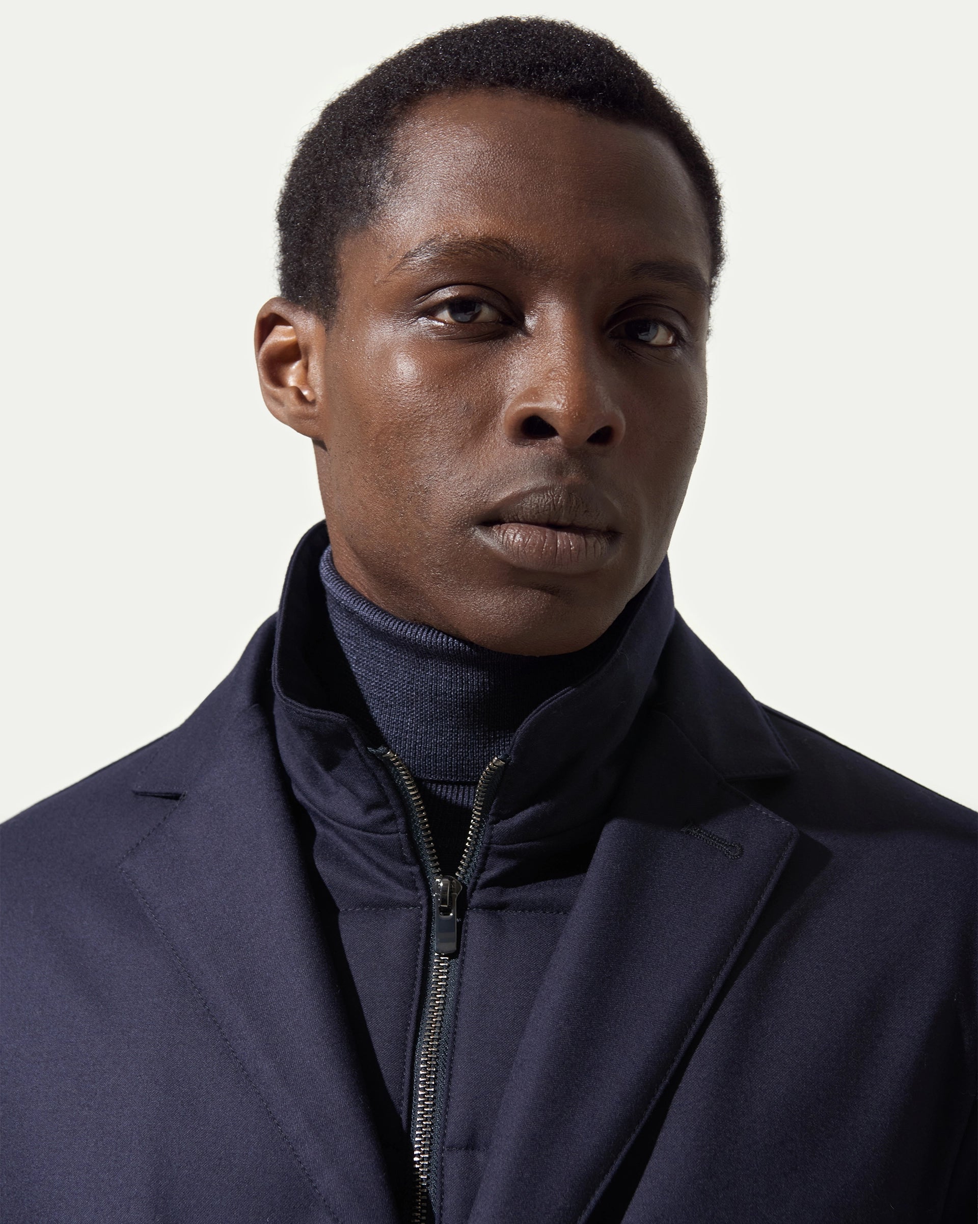 Blue Removable Wool Stretch Coat-  Vitale Barberis & Canonico Fabric