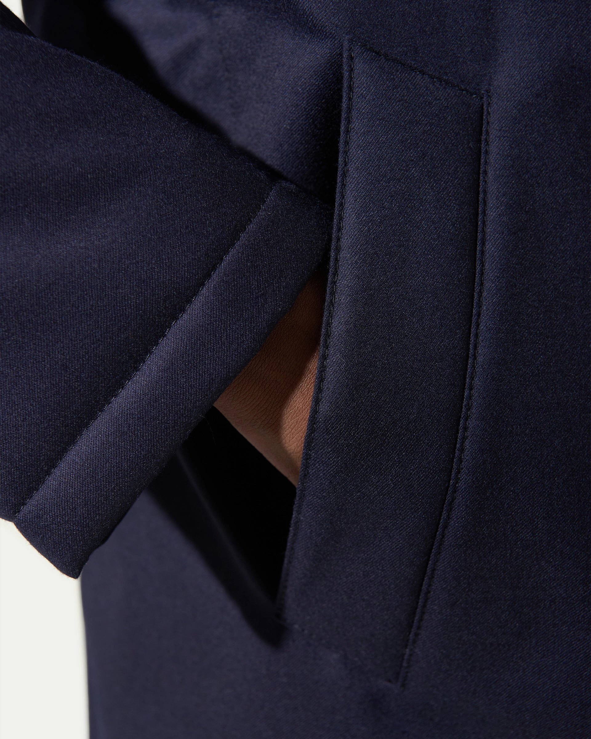 Blue Removable Wool Stretch Coat-  Vitale Barberis & Canonico Fabric