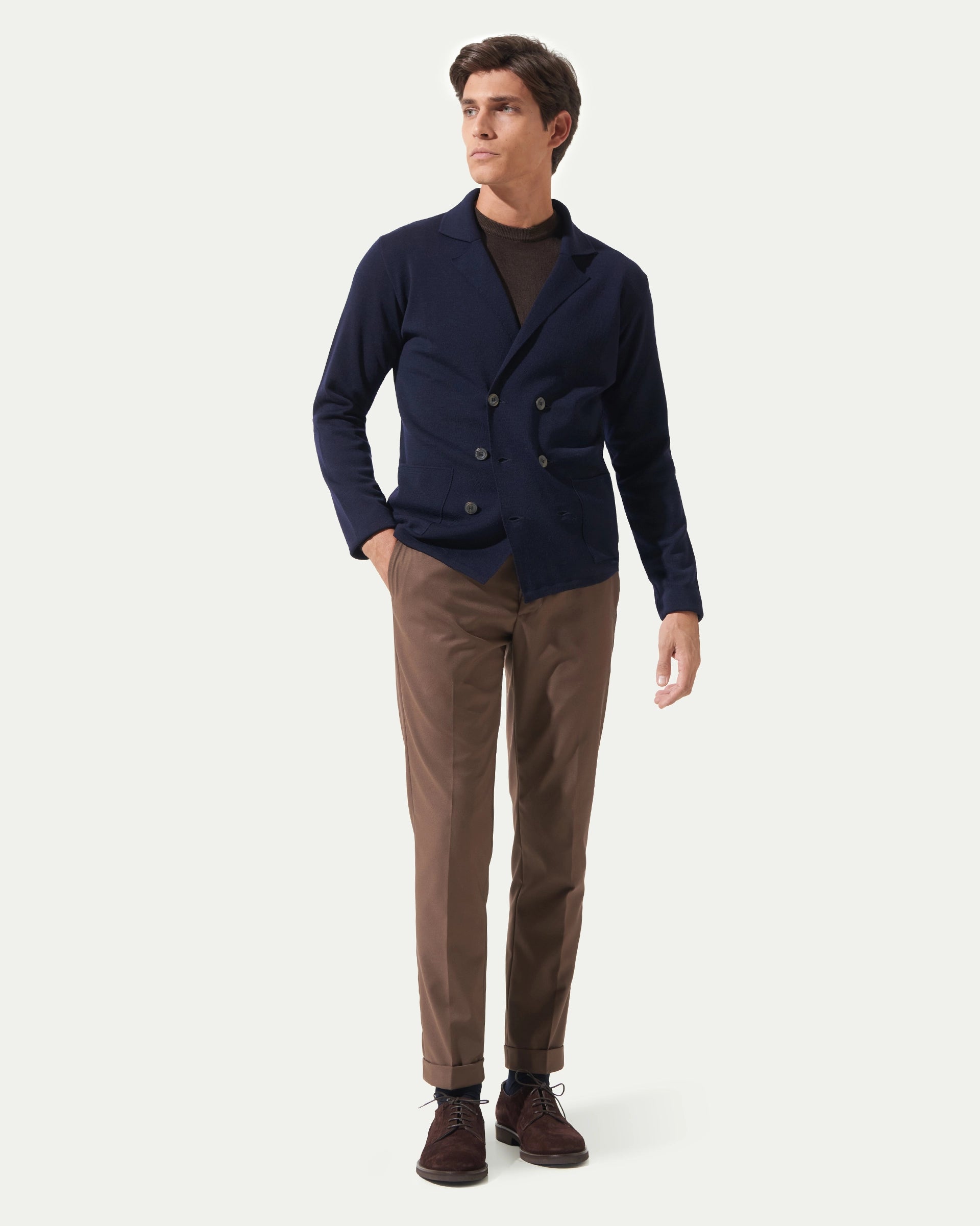 Blue Double-breasted Merinos wool Guge 5 Sweaters