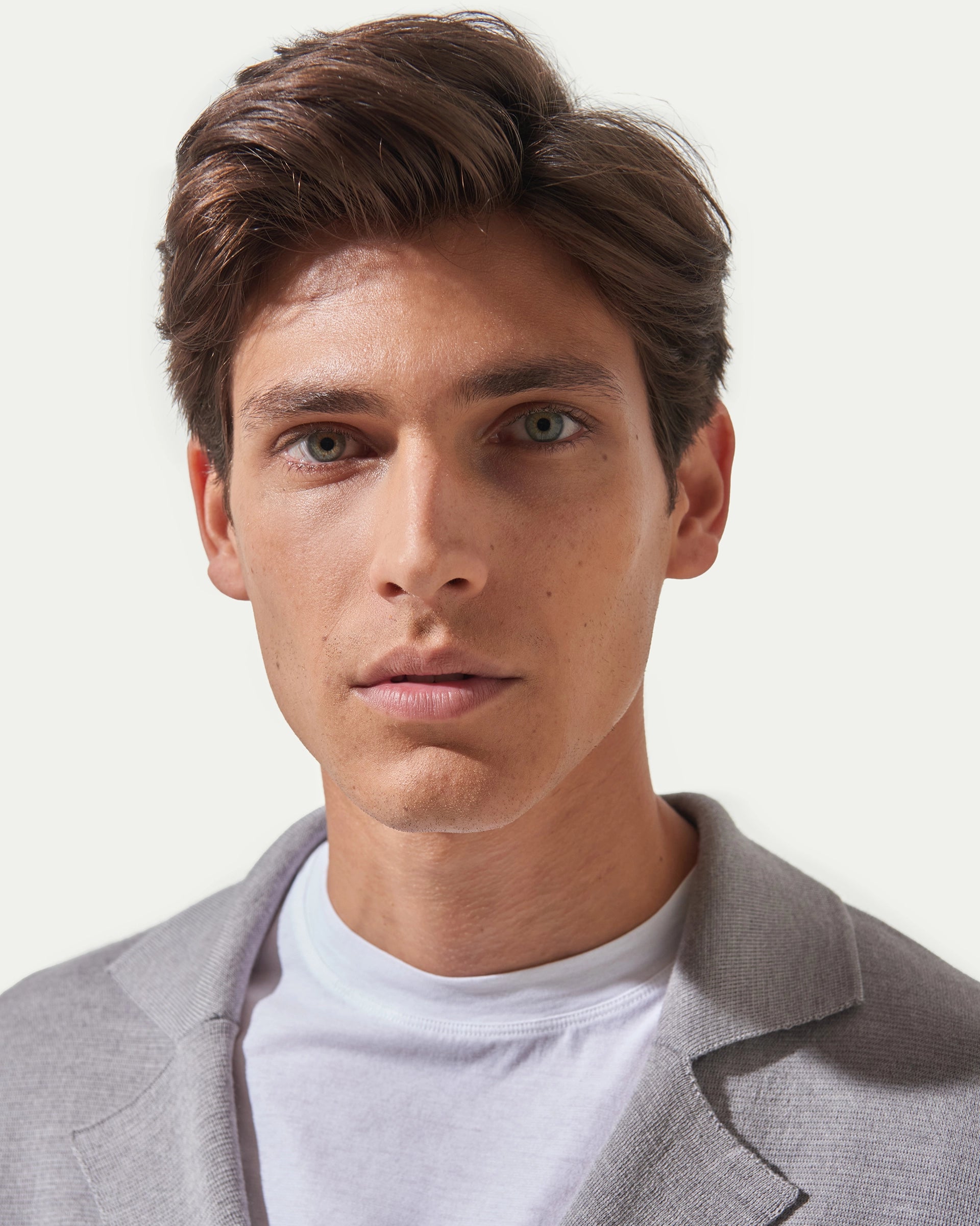 Light Grey Double-breasted Merinos wool Gauge 5 Sweaters