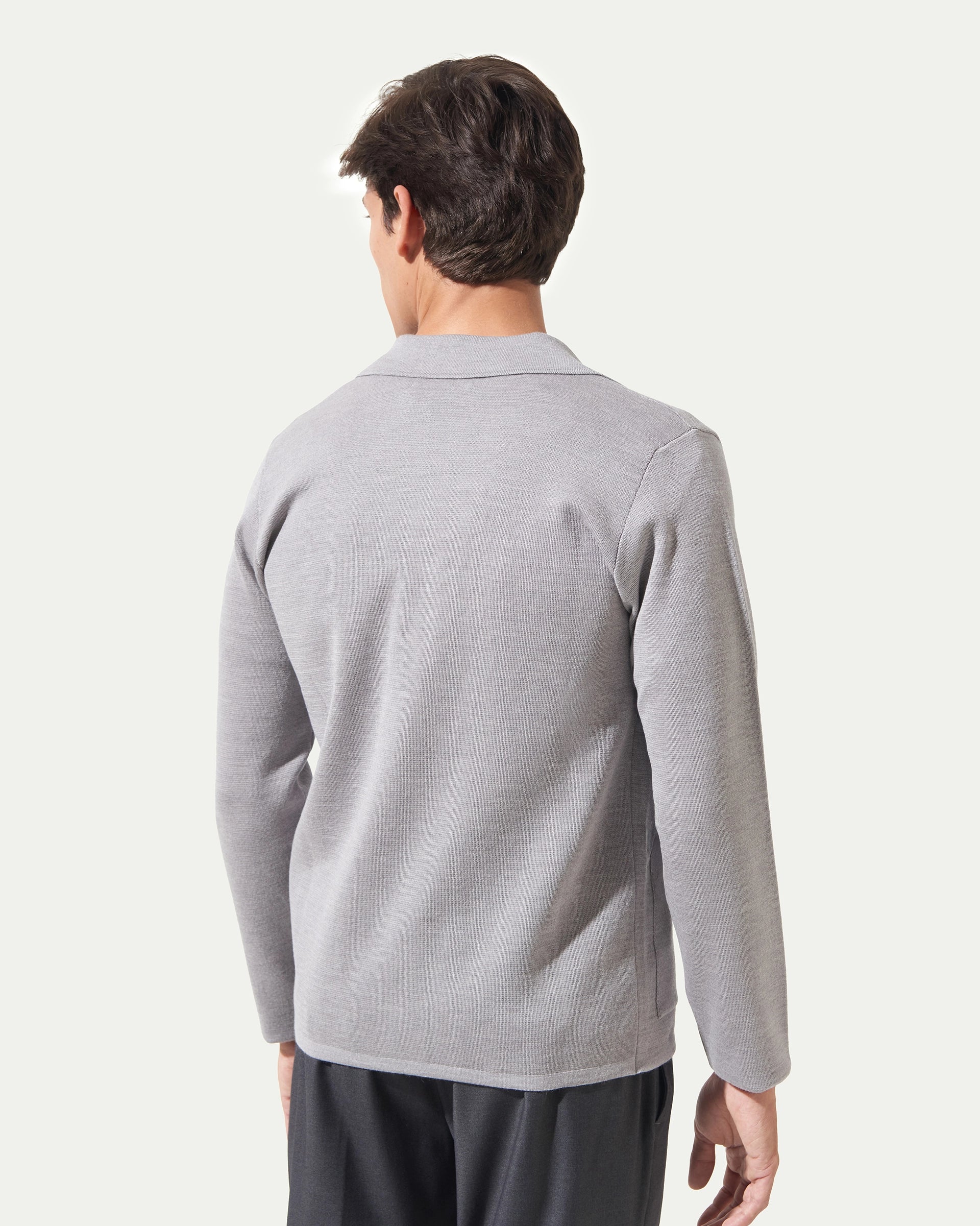 Light Grey Double-breasted Merinos wool Gauge 5 Sweaters