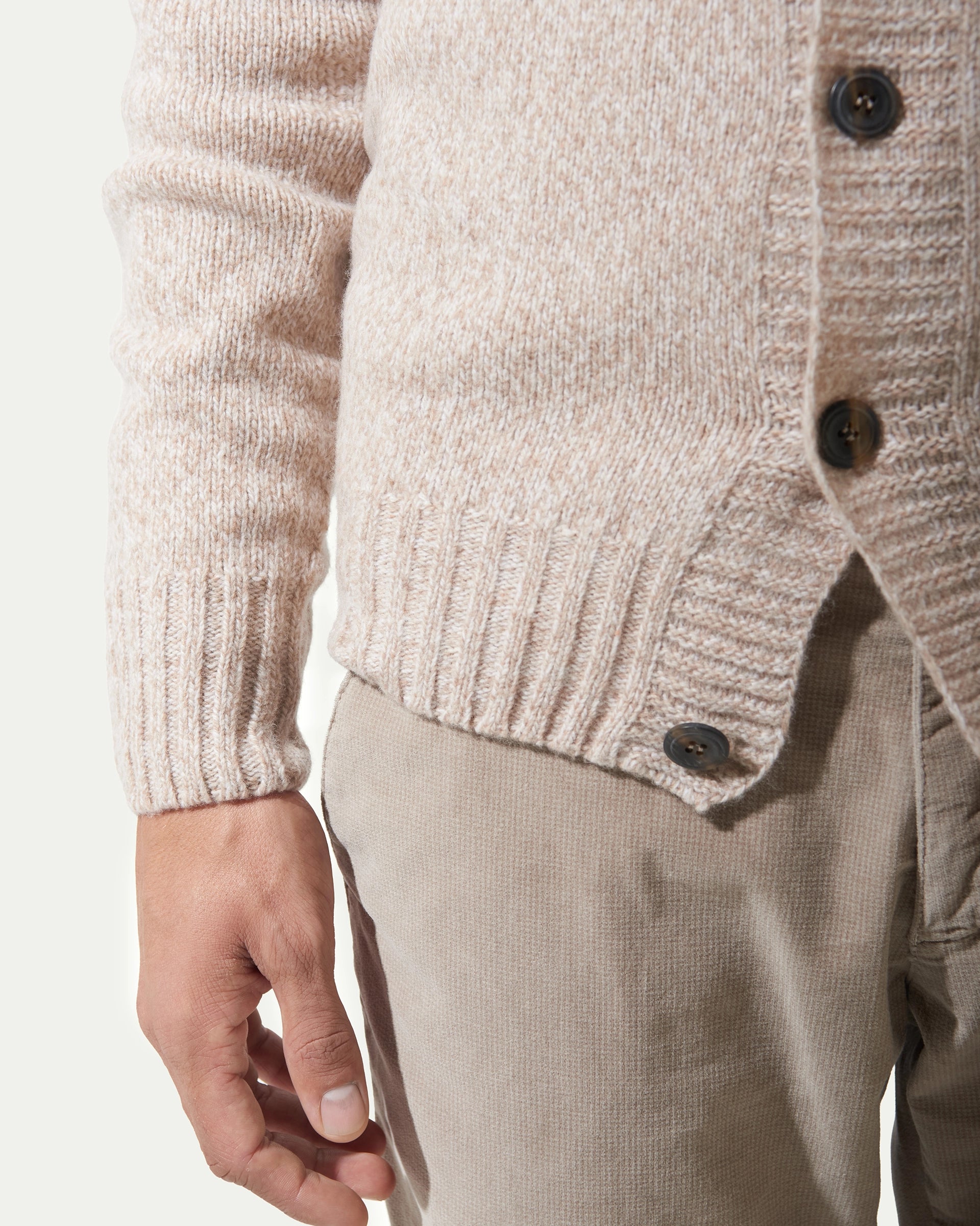 Beige Cardigan Merinos wool Gauge 5 Sweaters