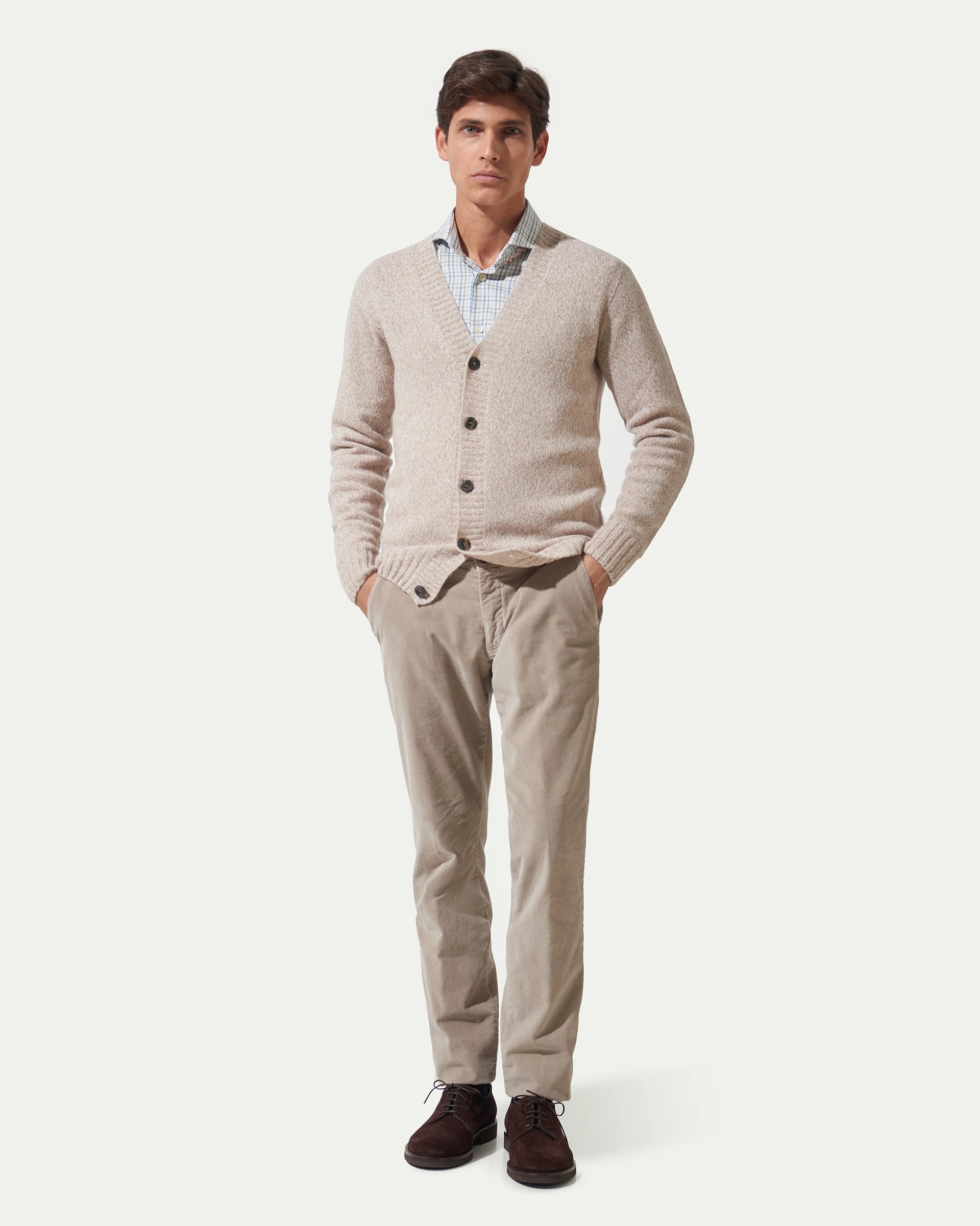 Beige Cardigan Merinos wool Gauge 5 Sweaters